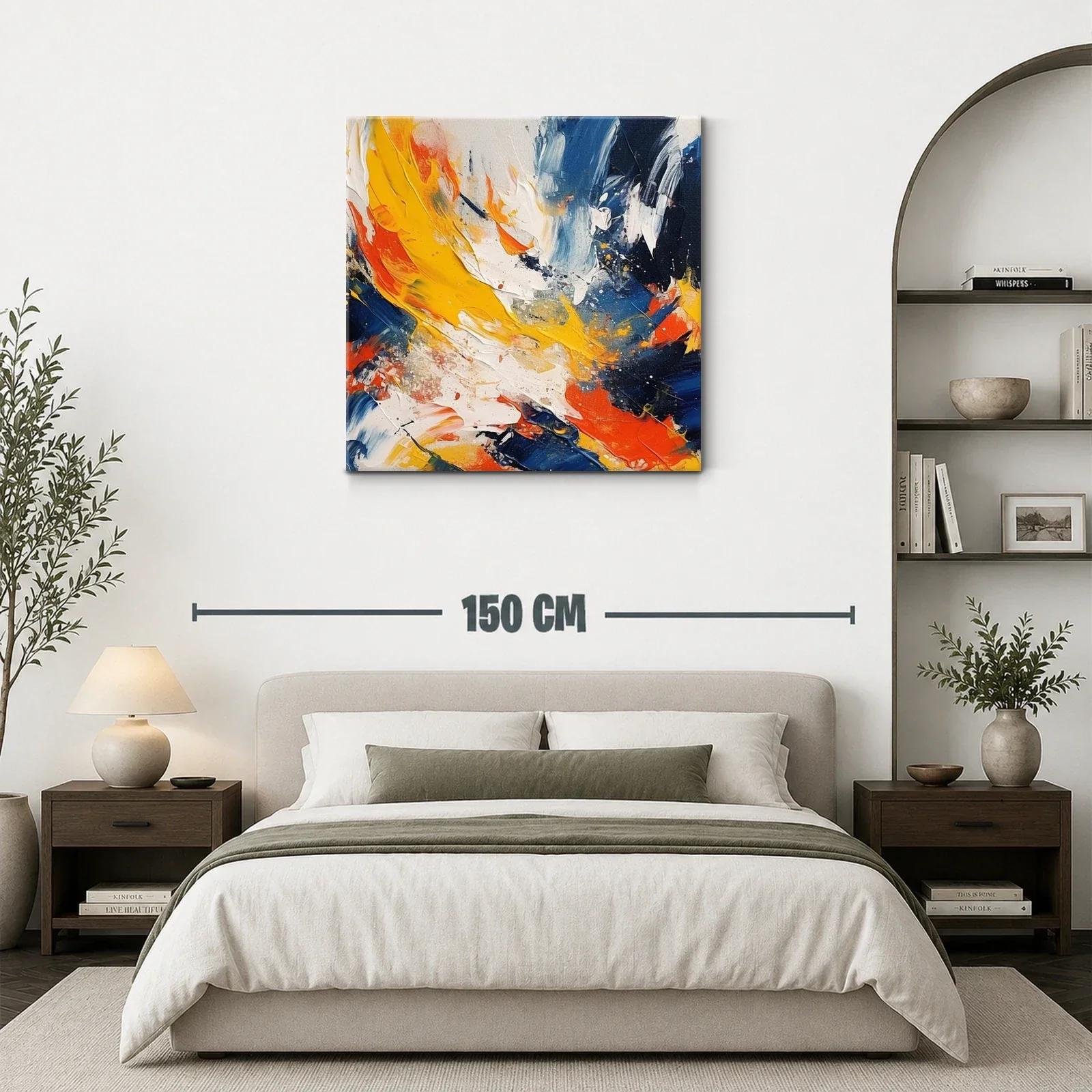 Cuadro abstracto con vivos contrastes en tonos cálidos y fríos — miniatura 3