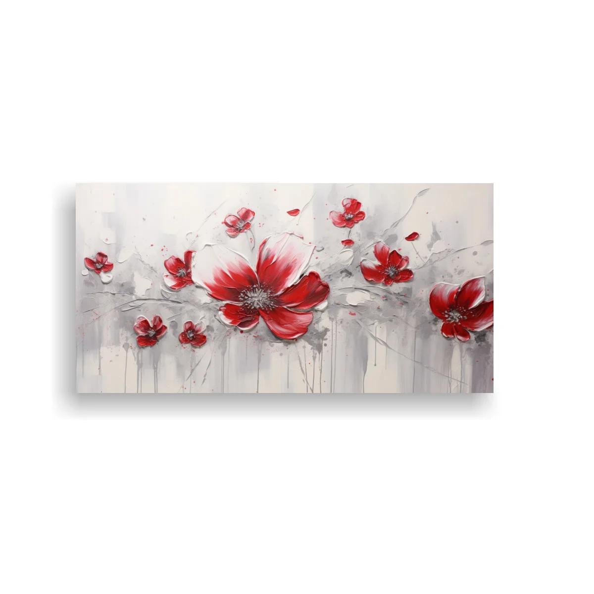 Cuadro amapolas rojas con goteos verticales — imagen principal