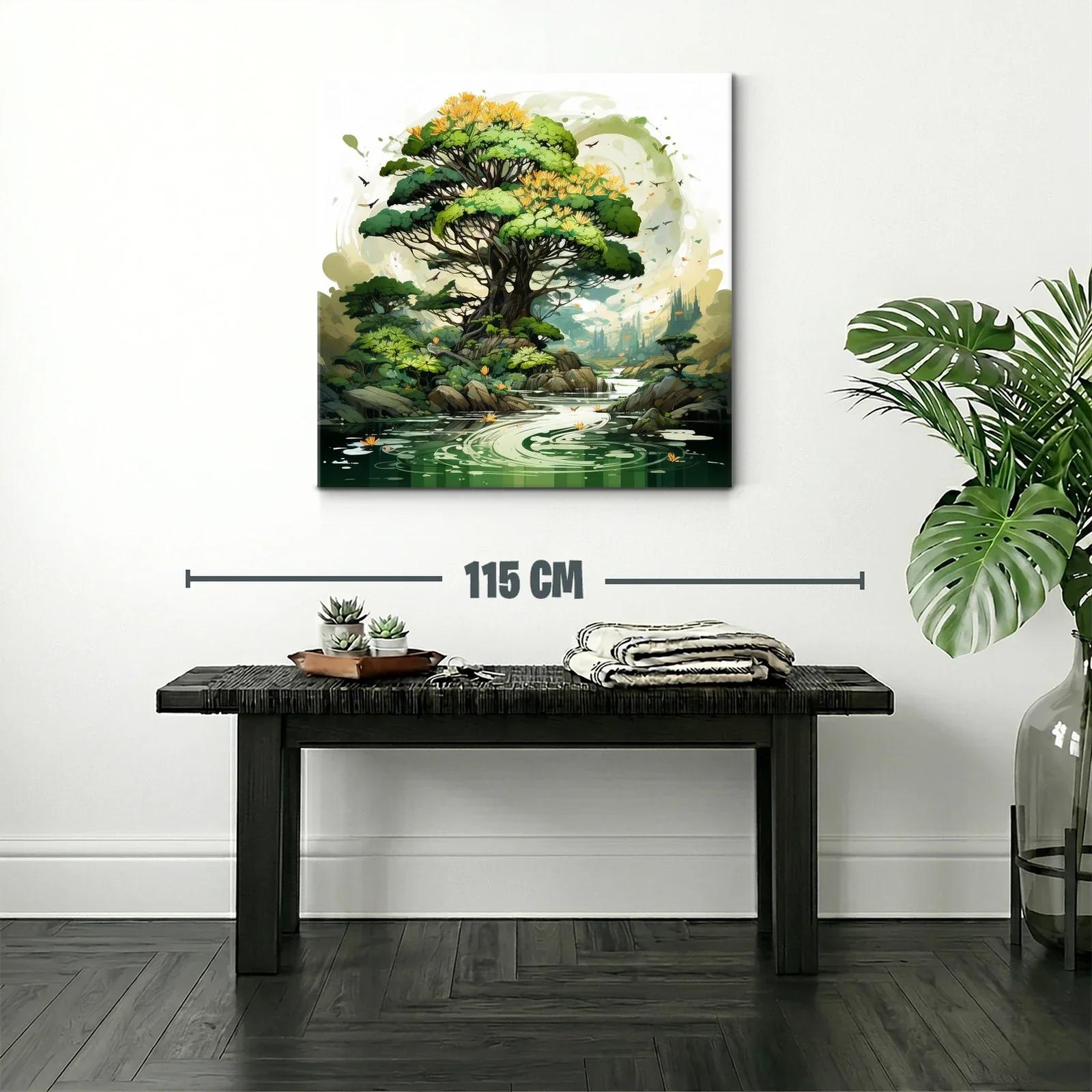 Paisaje natural con árbol frondoso y río sereno — miniatura 2