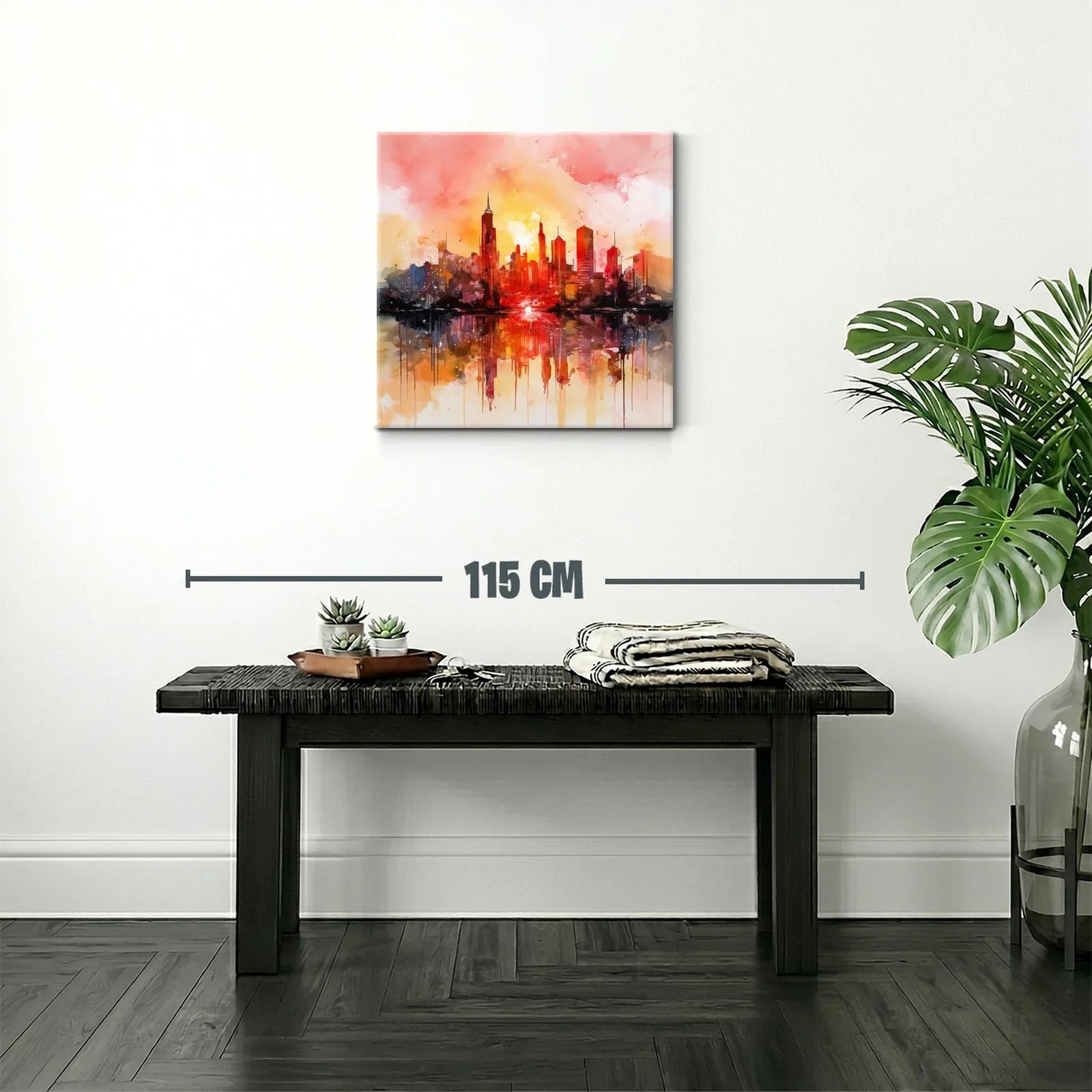 Atardecer vibrante sobre skyline urbano moderno — miniatura 2