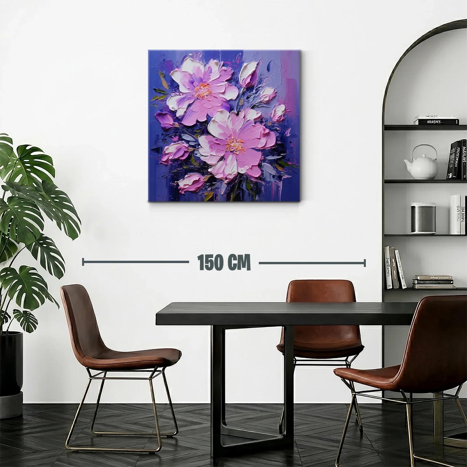 Cuadro floral en tonos violetas y rosas vibrantes — miniatura 2