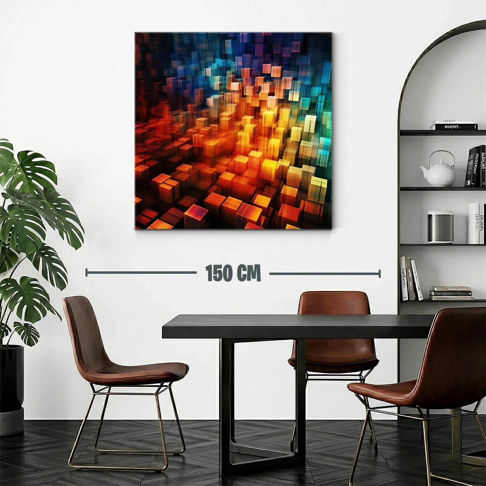Composición abstracta de cubos en tonos cálidos y fríos — miniatura 2
