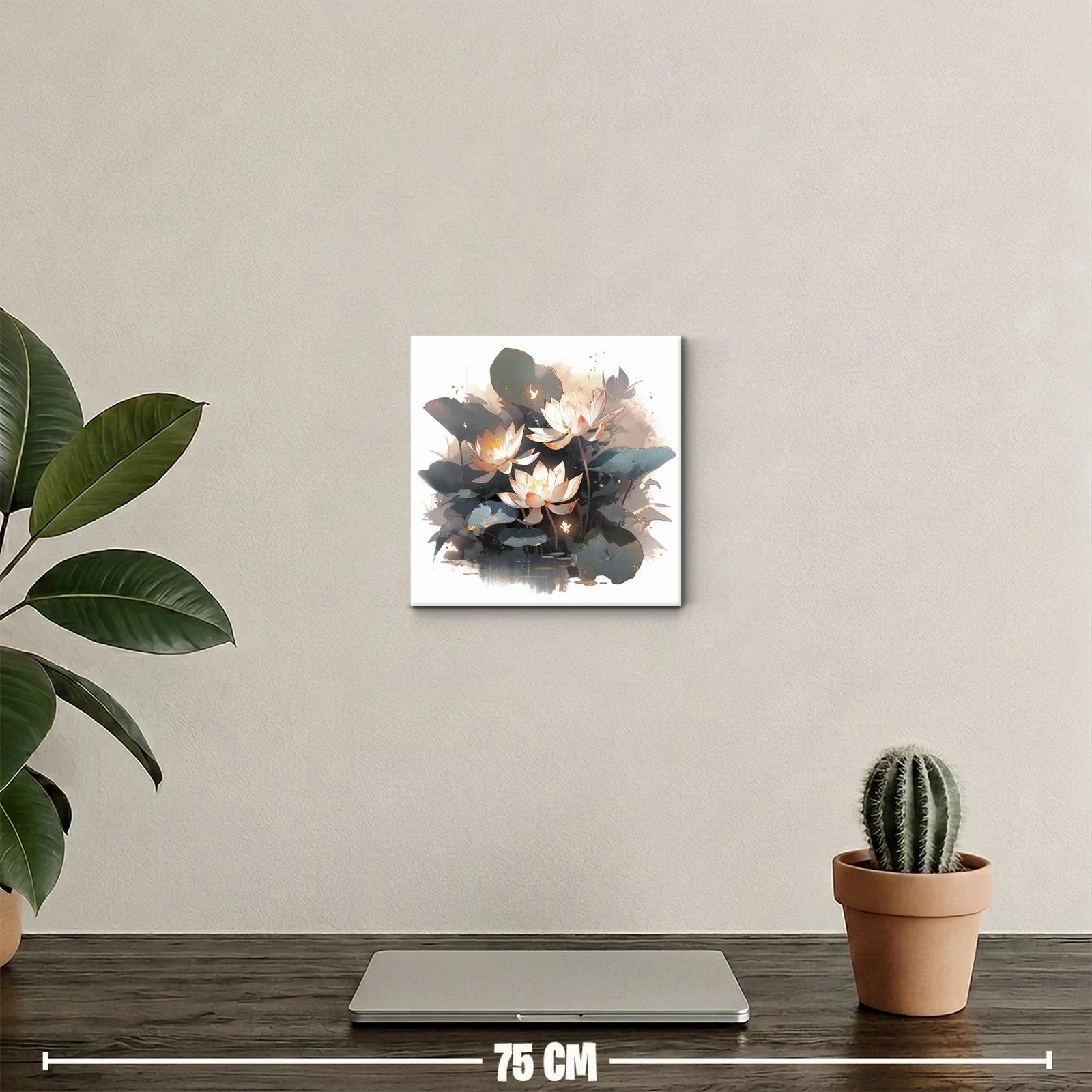 Flores de loto blancas con hojas en colores suaves — miniatura 2