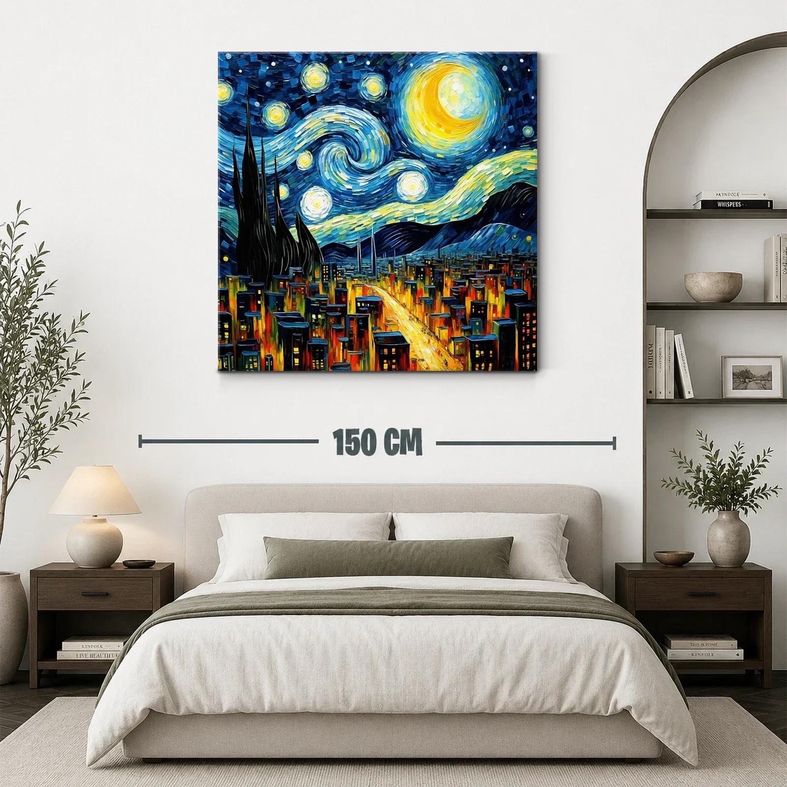 Ciudad nocturna bajo cielo estrellado vibrante y dinámico — miniatura 3
