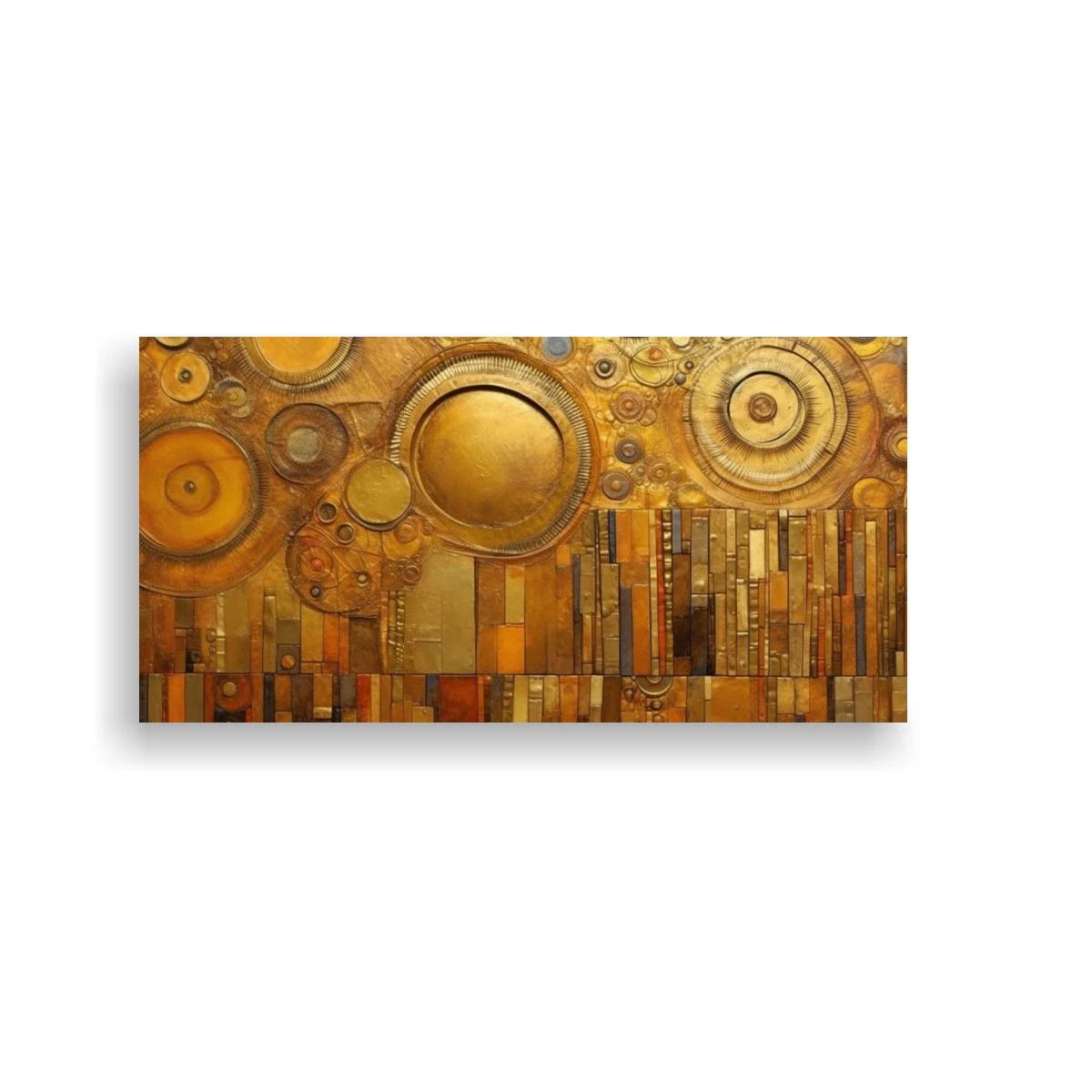 Cuadro círculos geométricos dorados con mosaico abstracto — imagen principal