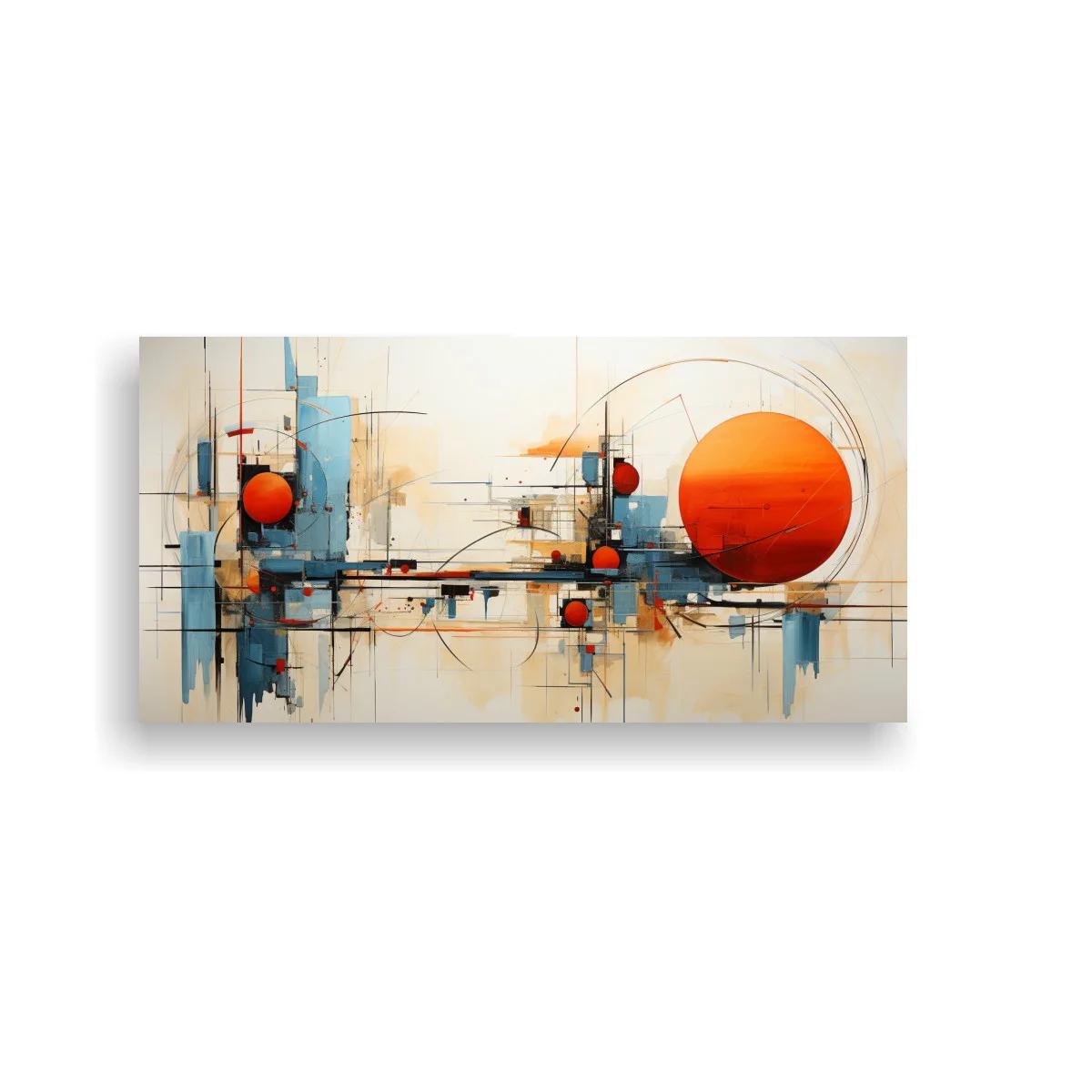 Cuadro composición geométrica abstracta con gran círculo naranja — imagen principal