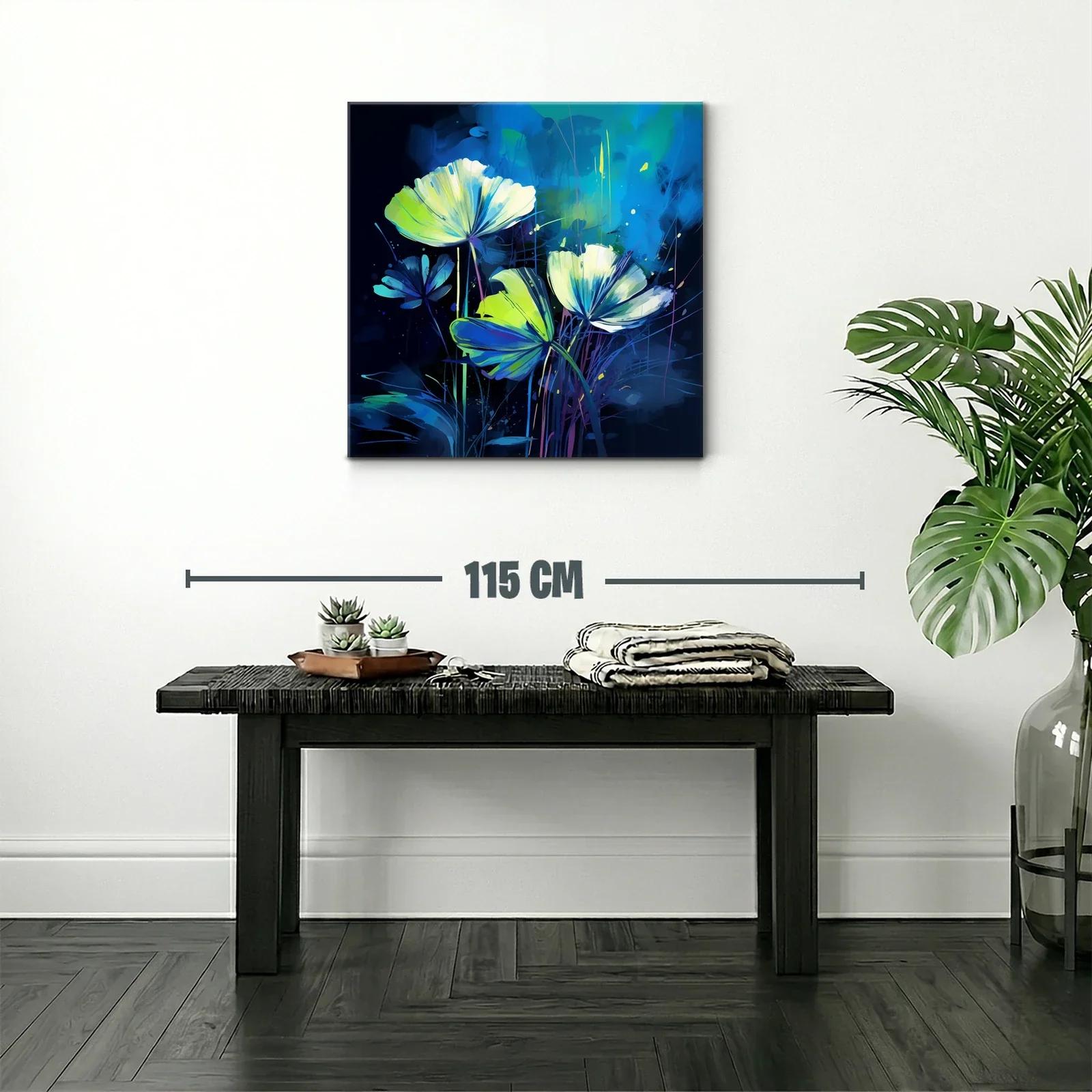 Flores luminosas en tonos azules y verdes vibrantes — miniatura 2