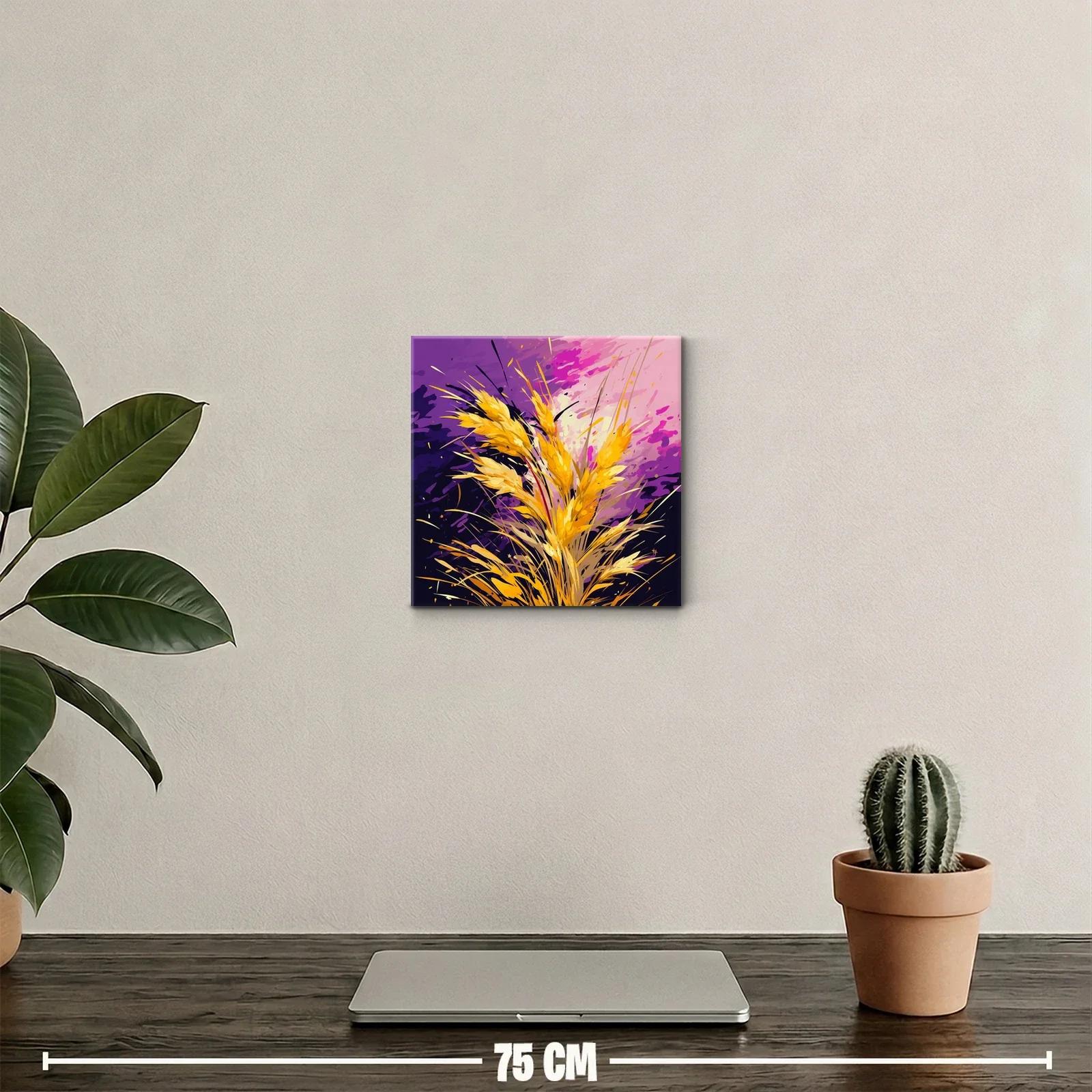 Ramo de espigas doradas sobre fondo violeta vibrante — miniatura 2