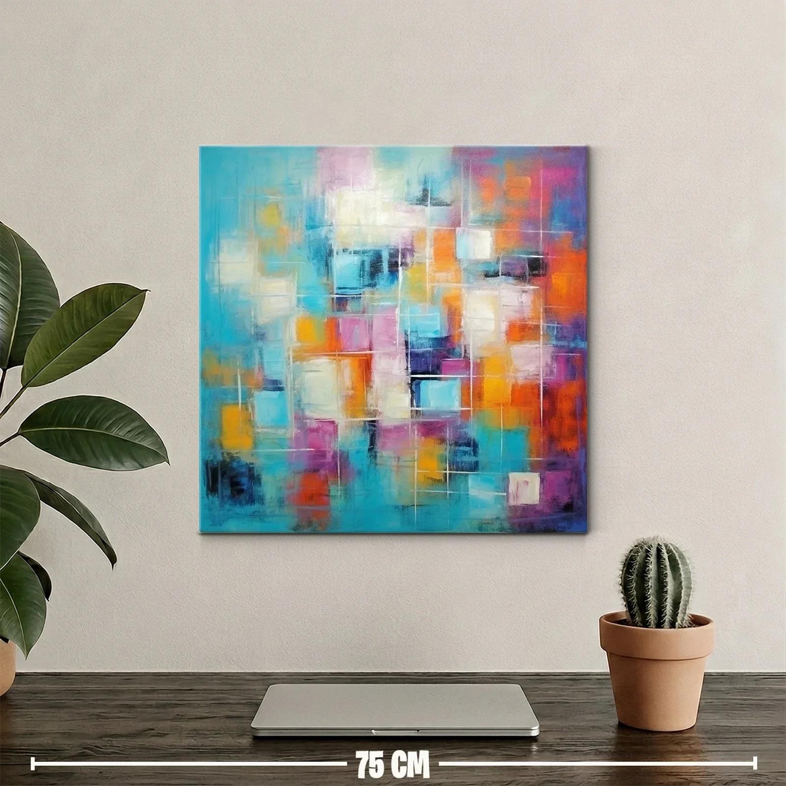 Composición abstracta con vibrantes tonos turquesa y naranja — miniatura 2