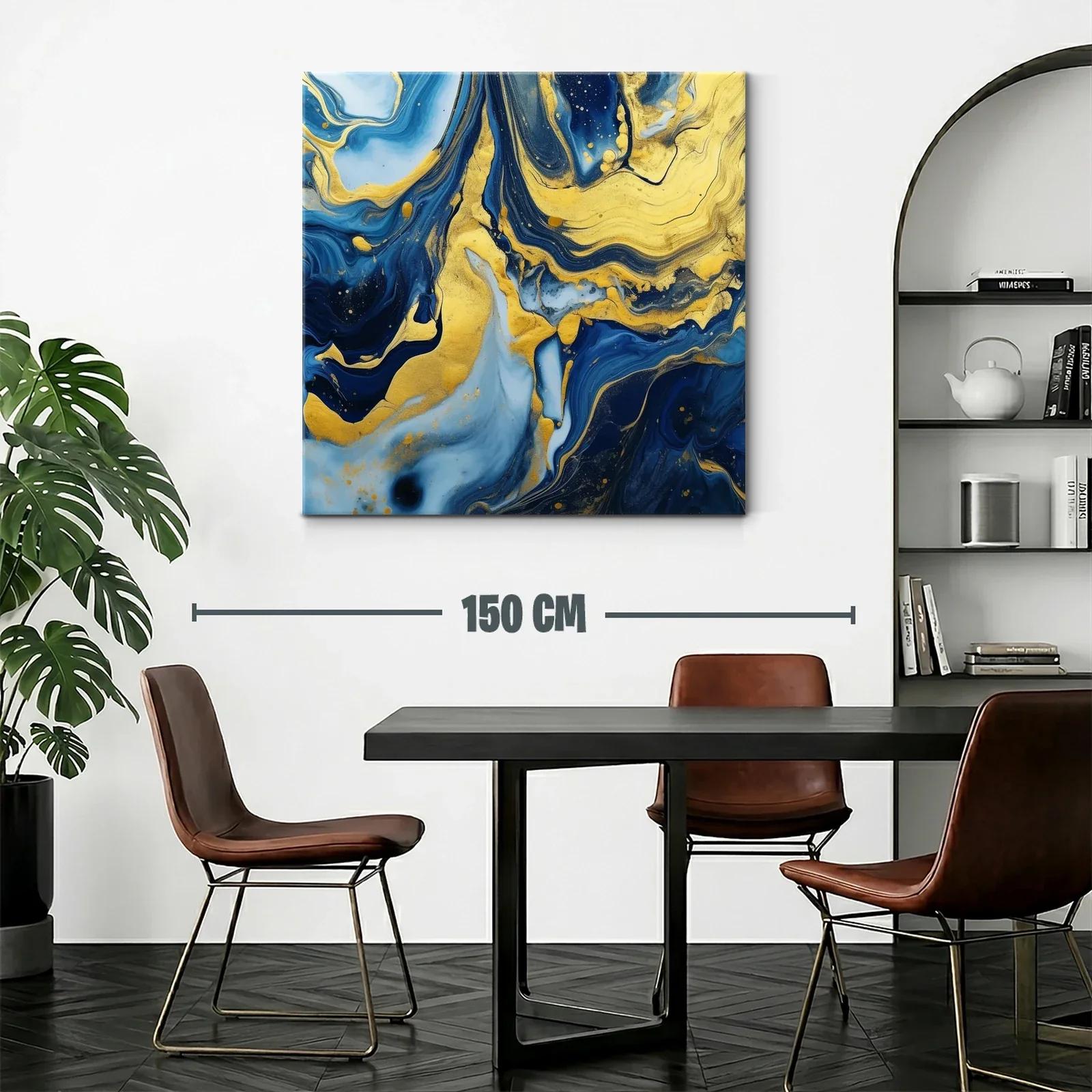 Abstracto en azul y dorado con movimiento fluido y elegante — miniatura 2