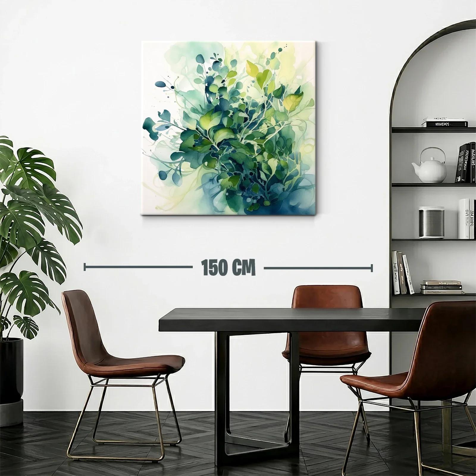 Composición abstracta de hojas en tonos verdes y azules — miniatura 2