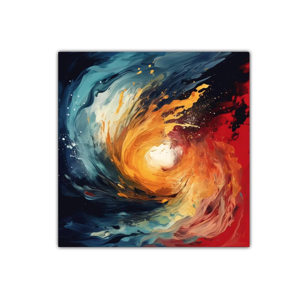 Cuadro abstracto con remolino dinámico de colores vibrantes — miniatura 1