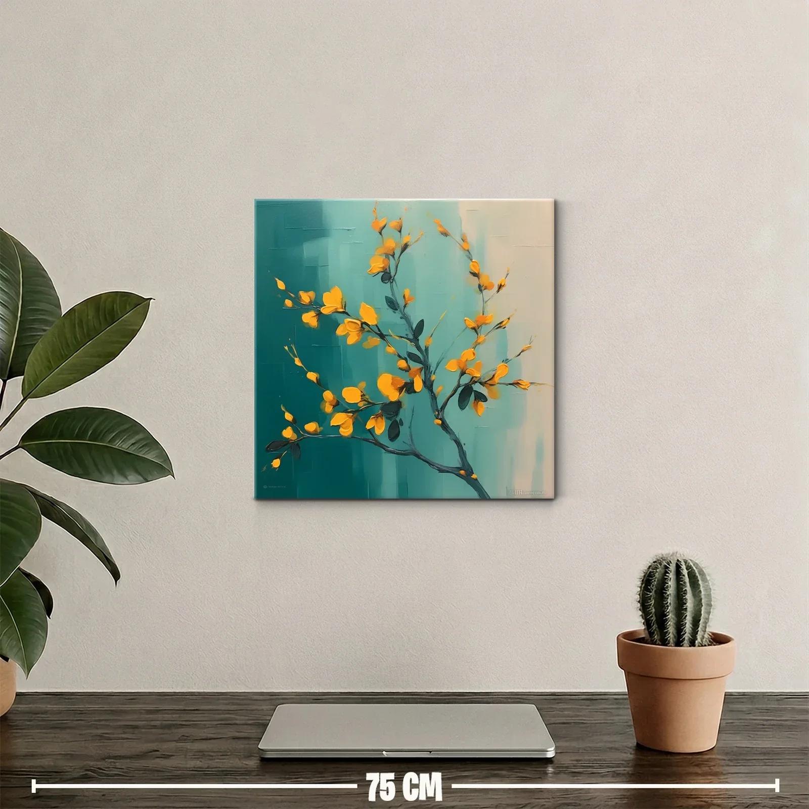 Rama con flores vibrantes sobre fondo turquesa degradado — miniatura 2
