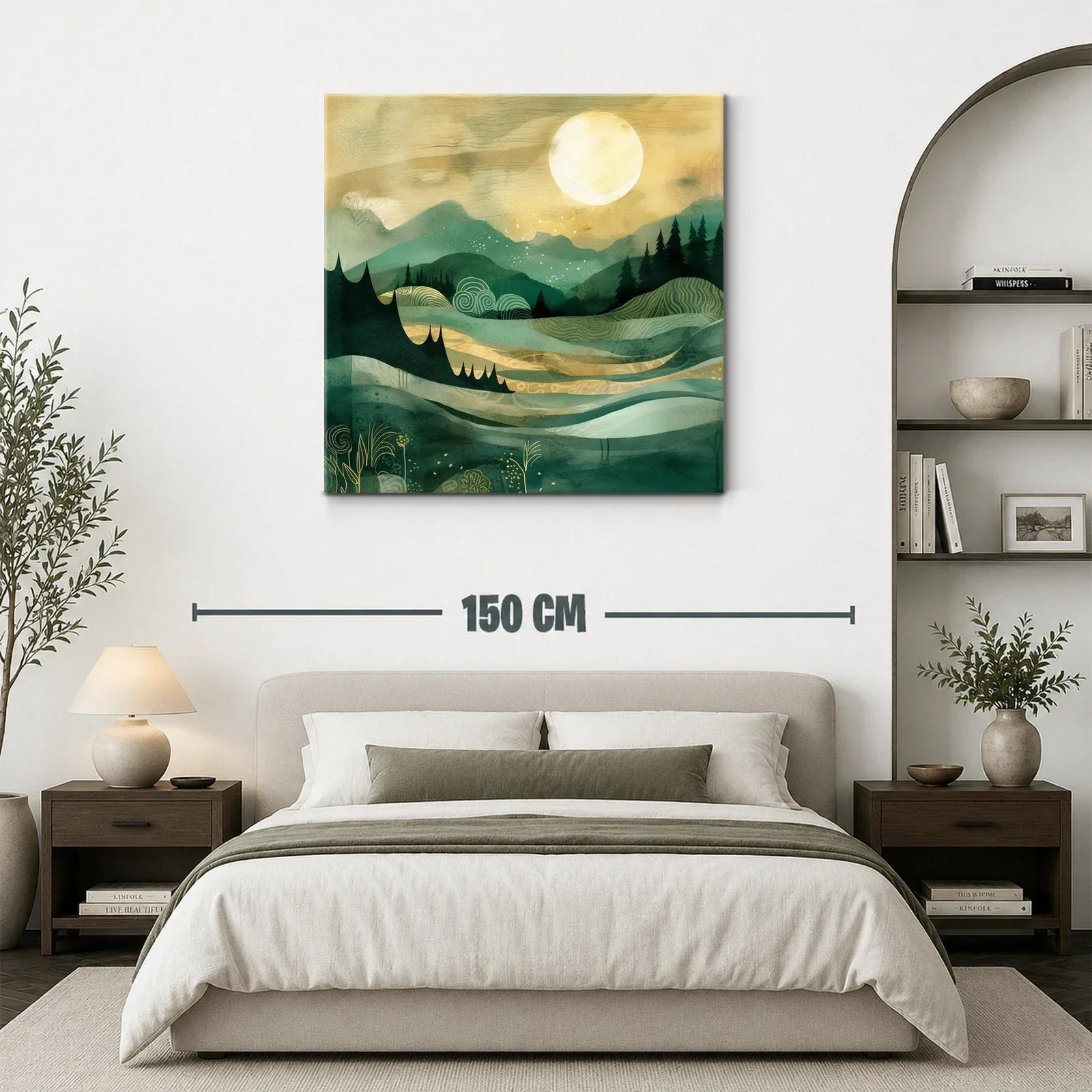 Paisaje onírico con montañas y luna brillante — miniatura 3