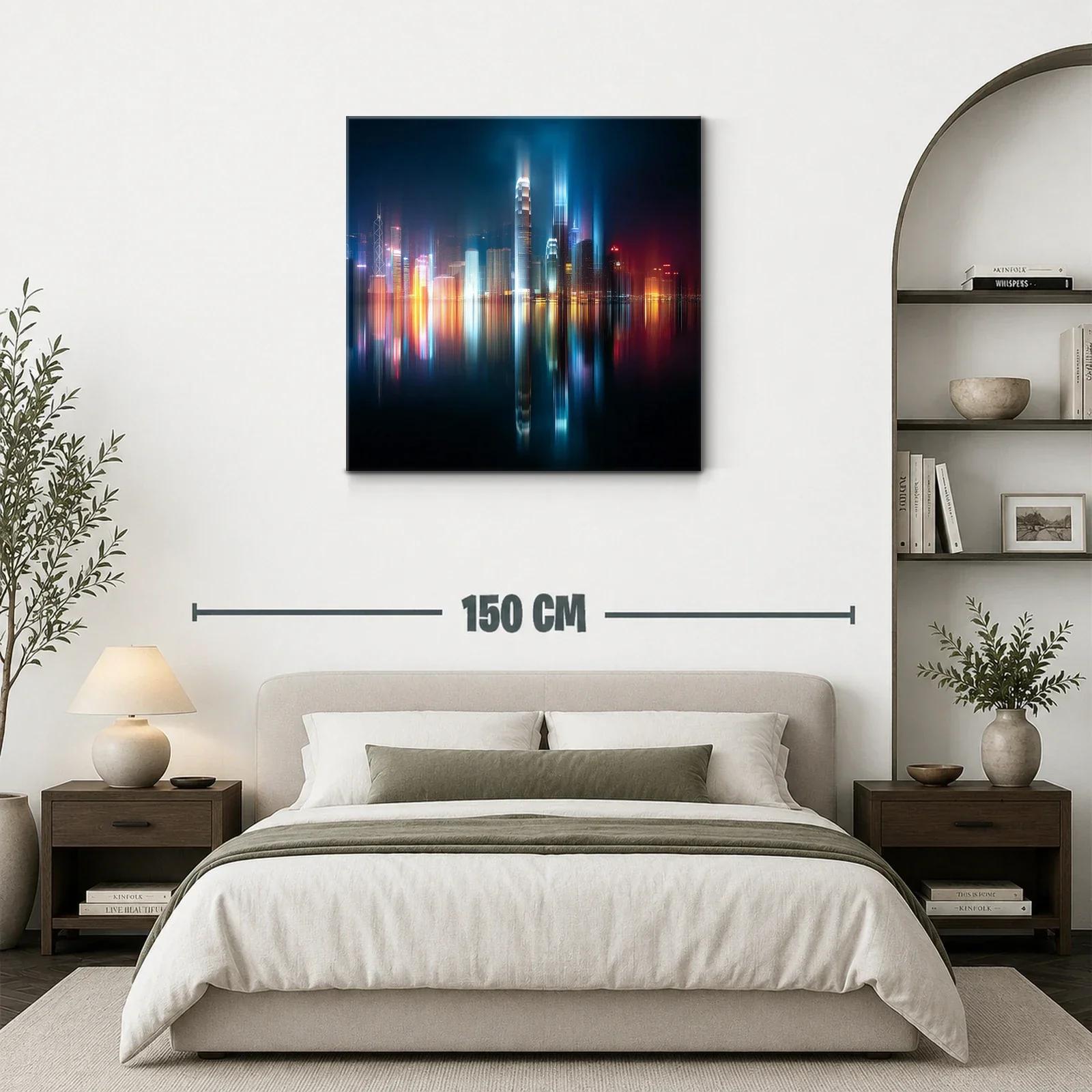 Ciudad futurista iluminada con reflejos vibrantes en el agua — miniatura 3