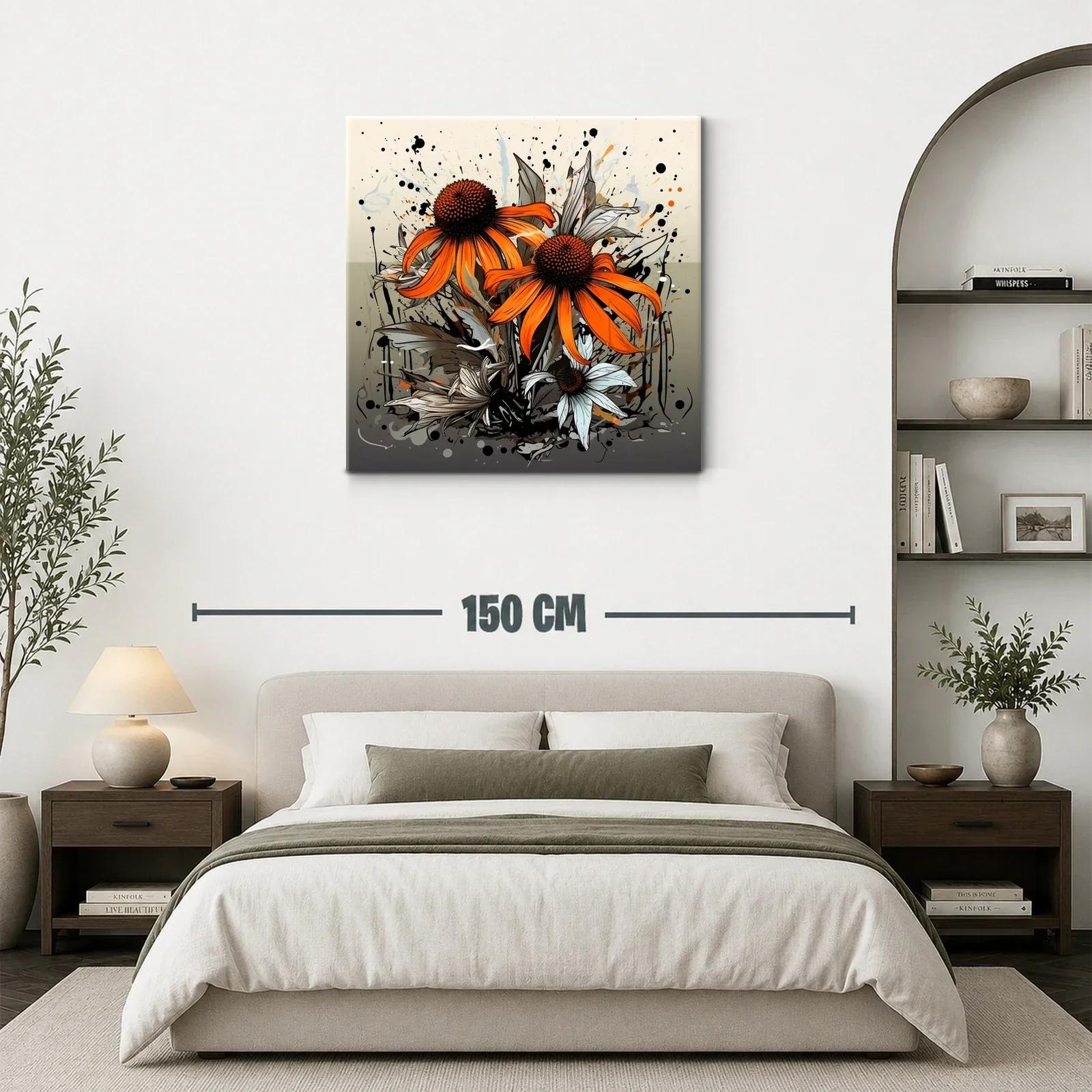 Flores vibrantes en tonos anaranjados y grises en composición artística — miniatura 3
