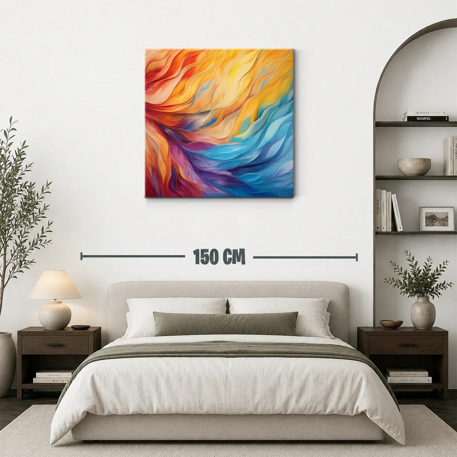 Cuadro abstracto en vibrantes tonos cálidos y fríos — miniatura 3