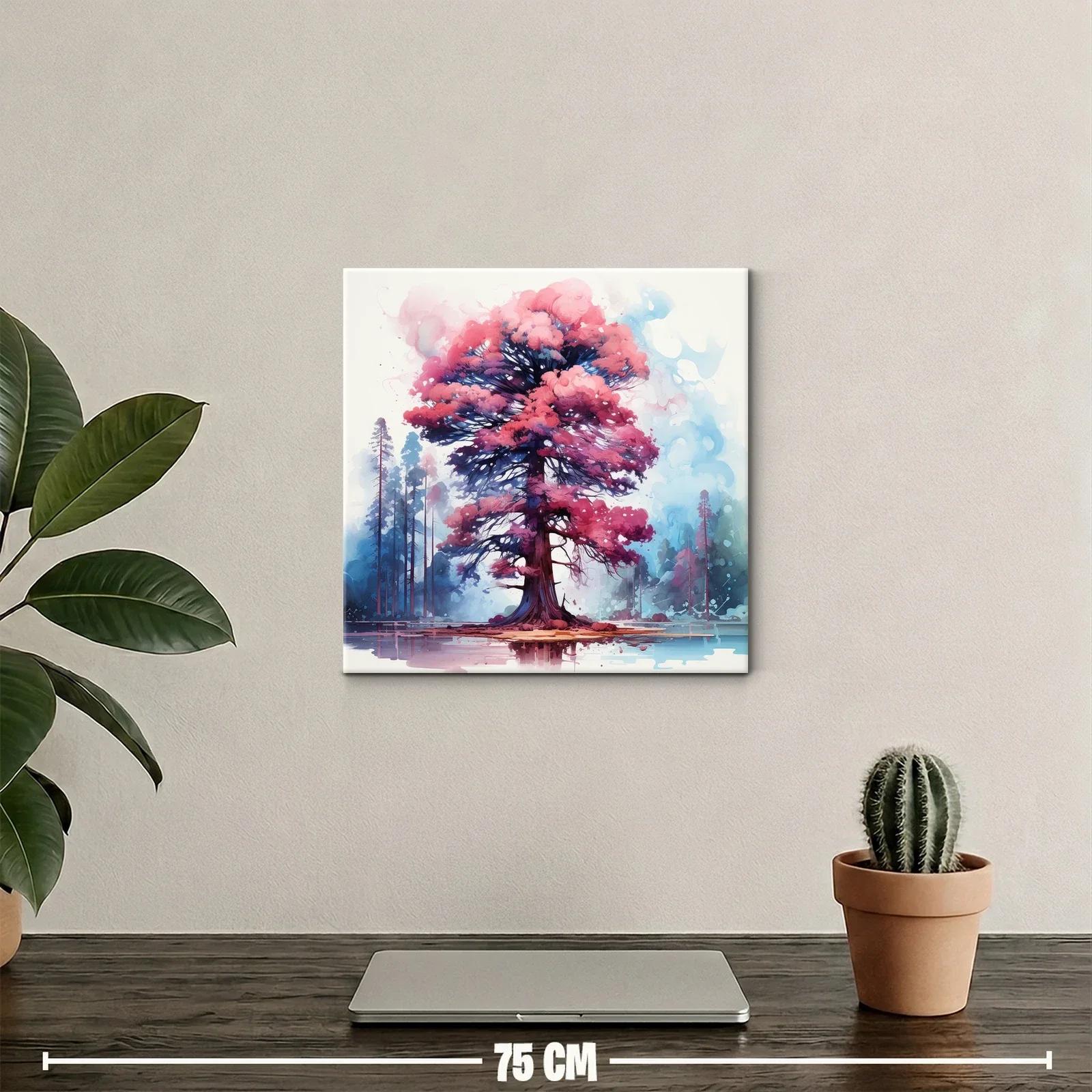 Árbol vibrante con follaje en tonos rosa y azul — miniatura 2