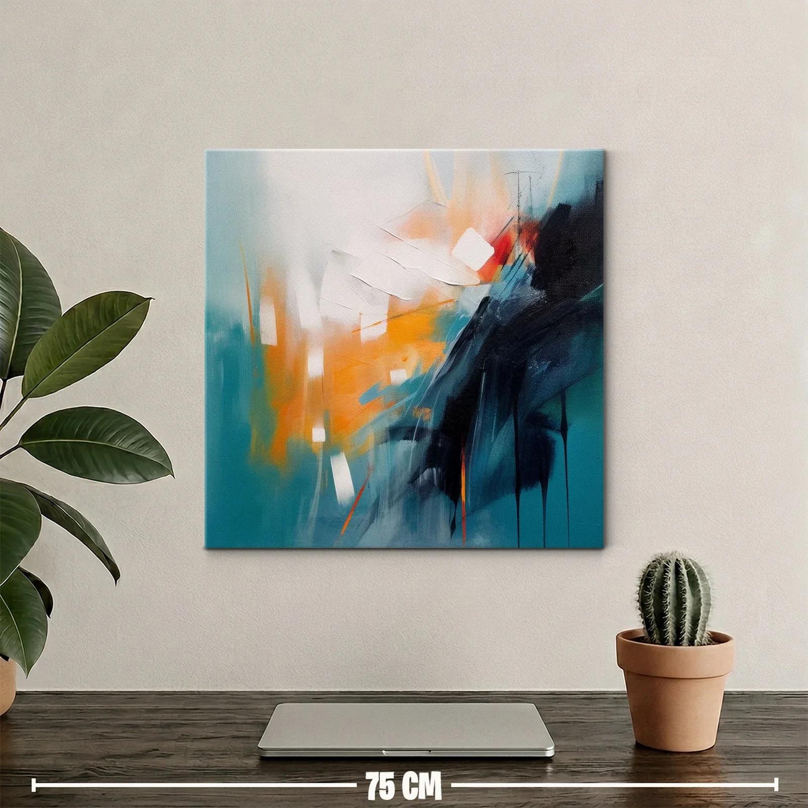 Cuadro abstracto con vibrantes tonos cálidos y fríos — miniatura 2