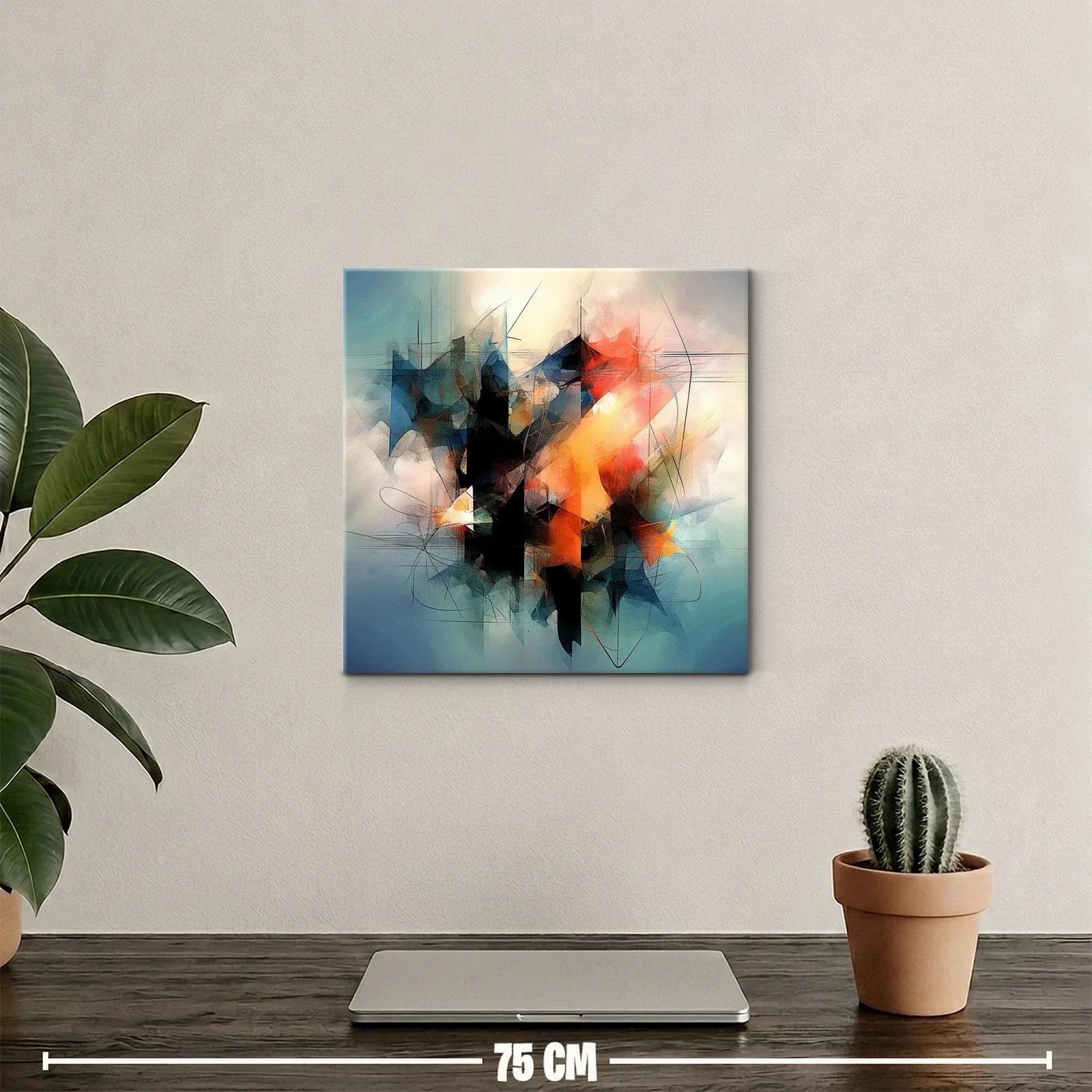 Composición abstracta con tonos cálidos y fríos vibrantes — miniatura 2