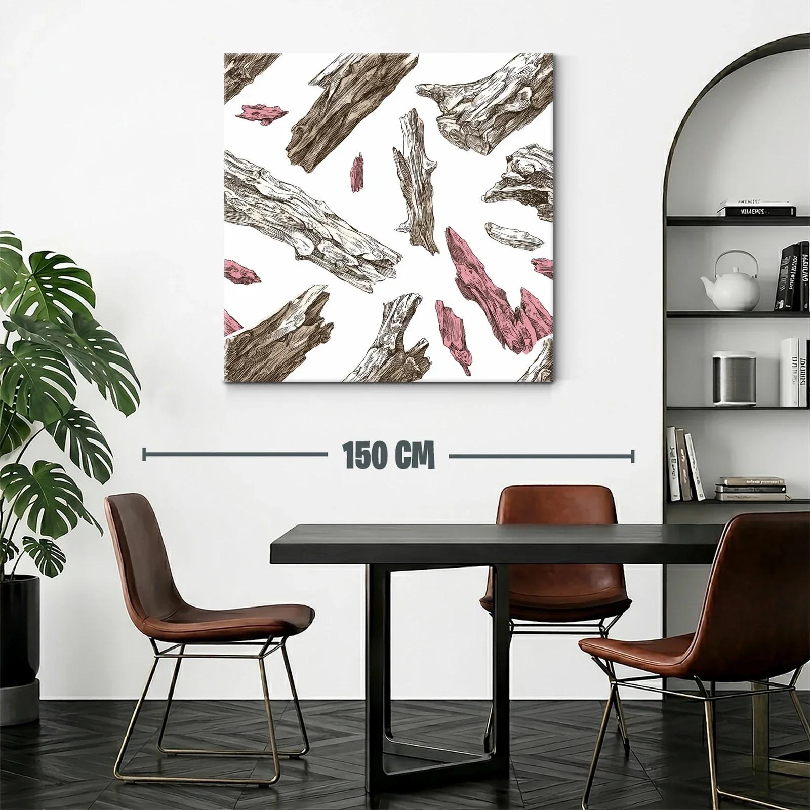 Composición moderna con fragmentos de madera en tonos naturales y rosa — miniatura 2