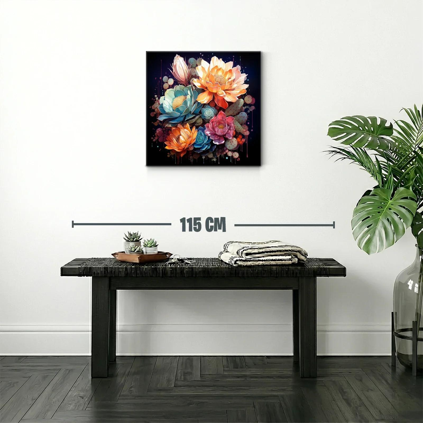 Composición de flores vibrantes con tonos cálidos y fríos — miniatura 2