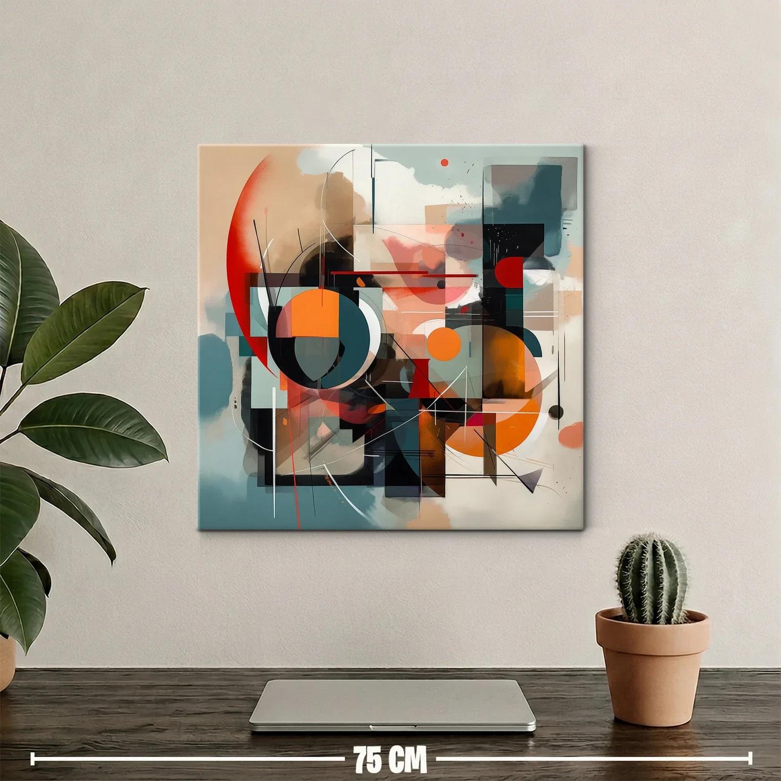 Cuadro abstracto con formas geométricas y paleta cálida — miniatura 2
