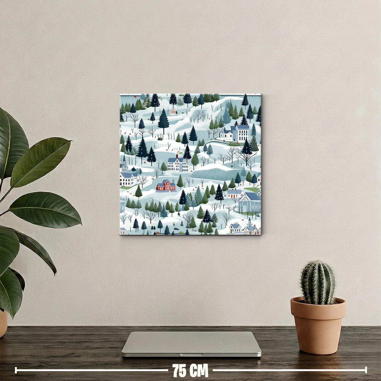 Paisaje de Invierno con Casas y Bosques Nevados — miniatura 2