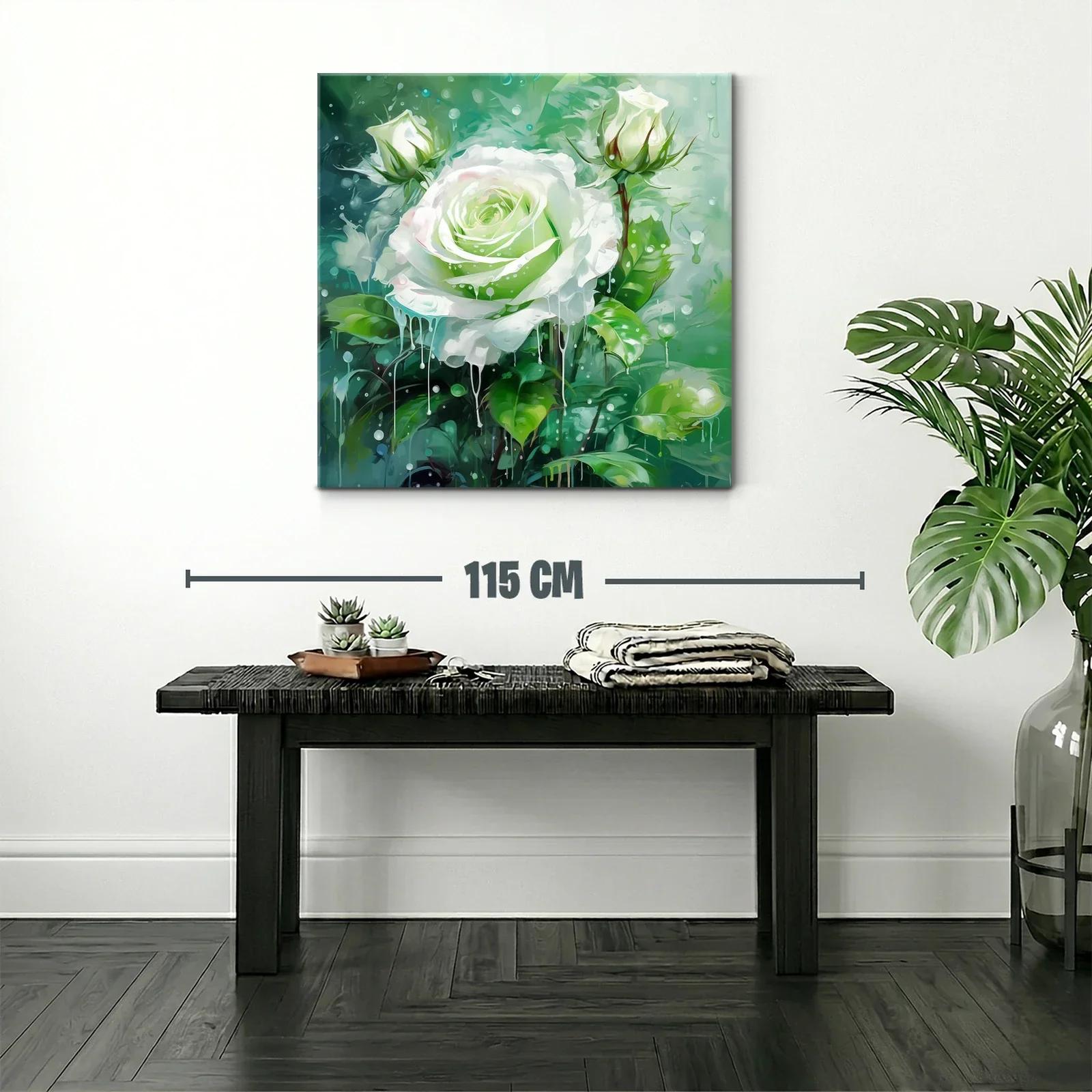 Rosa blanca sobre fondo verde con efecto acuarela — miniatura 2