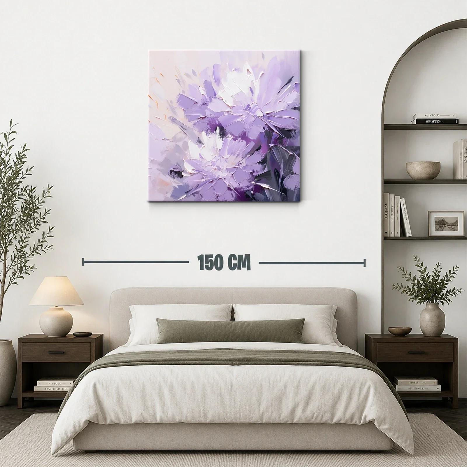 Cuadro flores lilas con toques de blanco y gris elegante — miniatura 3