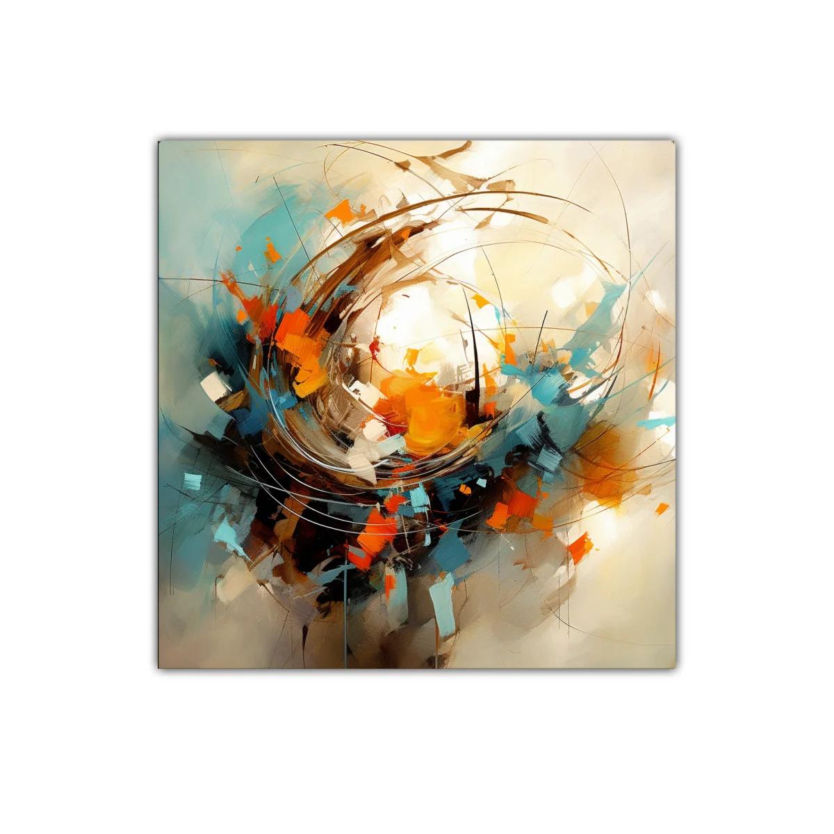 Cuadro abstracto con tonos cálidos y dinamismo vibrante — miniatura 1