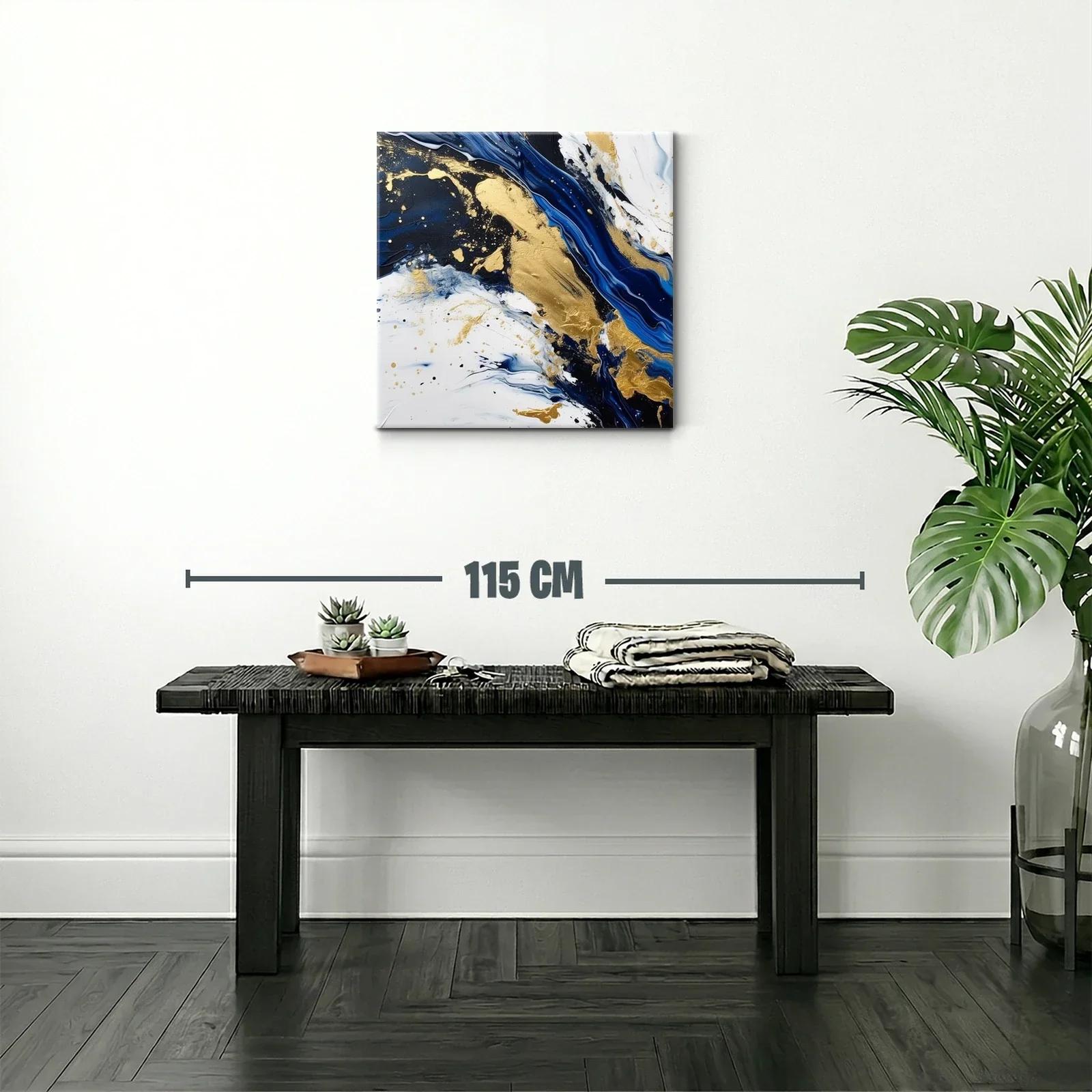 Composición abstracta en azul marino blanco y dorado — miniatura 2