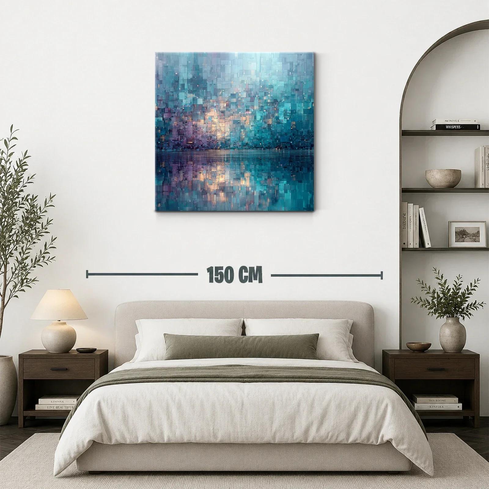 Cuadro abstracto con reflejos en tonos azules y morados — miniatura 3