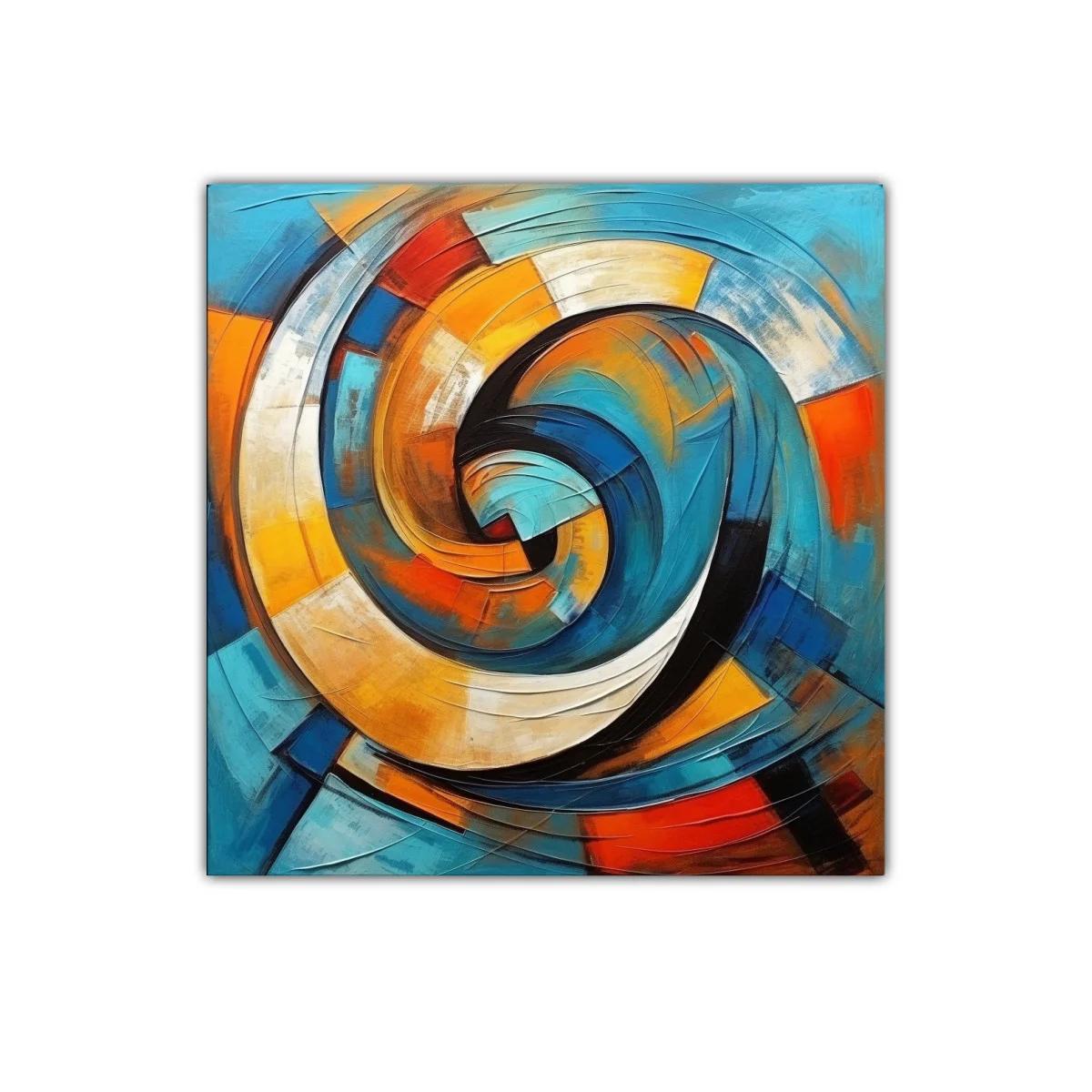 Cuadro abstracto espiral con tonos vibrantes y dinámicos — miniatura 1
