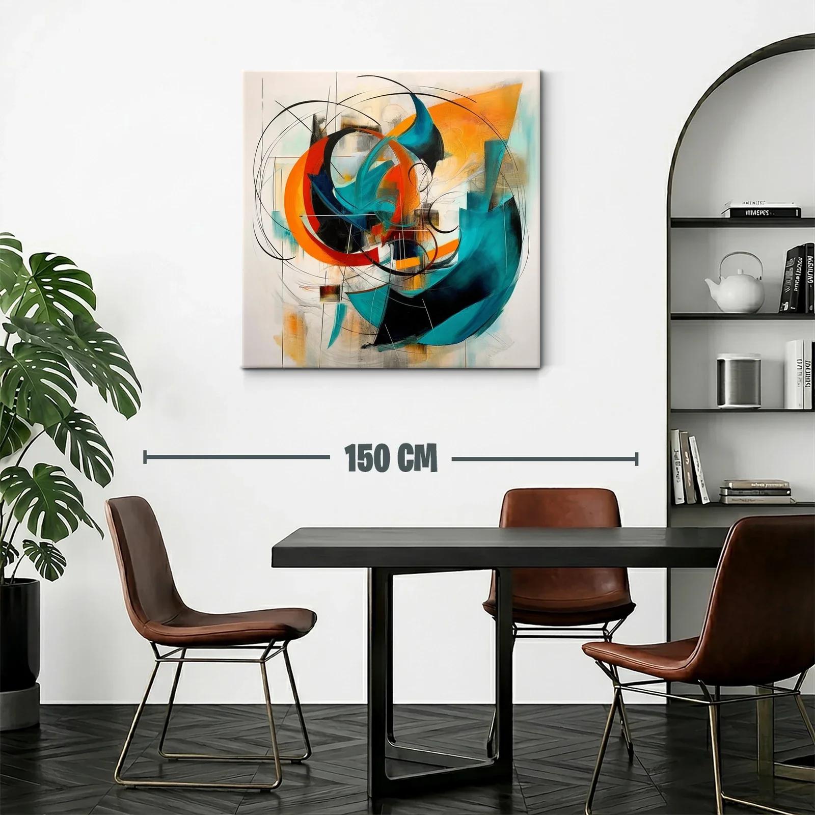 Cuadro abstracto con formas dinámicas en tonos vibrantes — miniatura 2