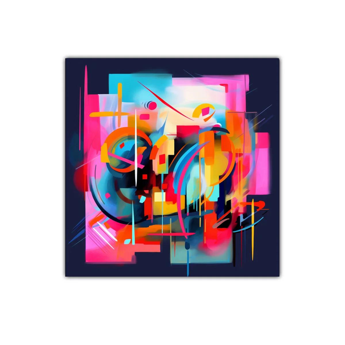 Cuadro abstracto con vibrantes formas y colores intensos — miniatura 1
