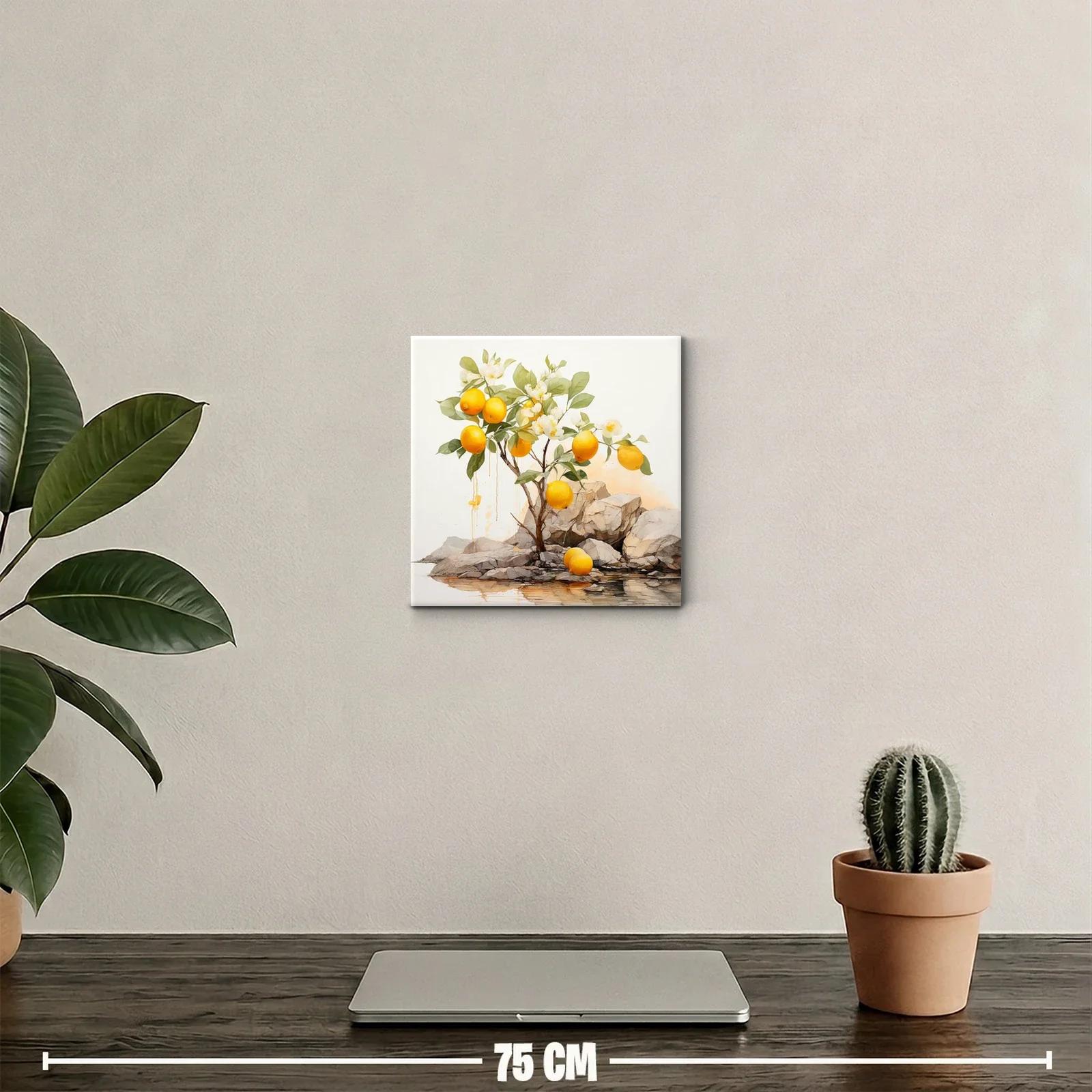 Cuadro decorativo con limonero y paisaje rocoso vibrante — miniatura 2