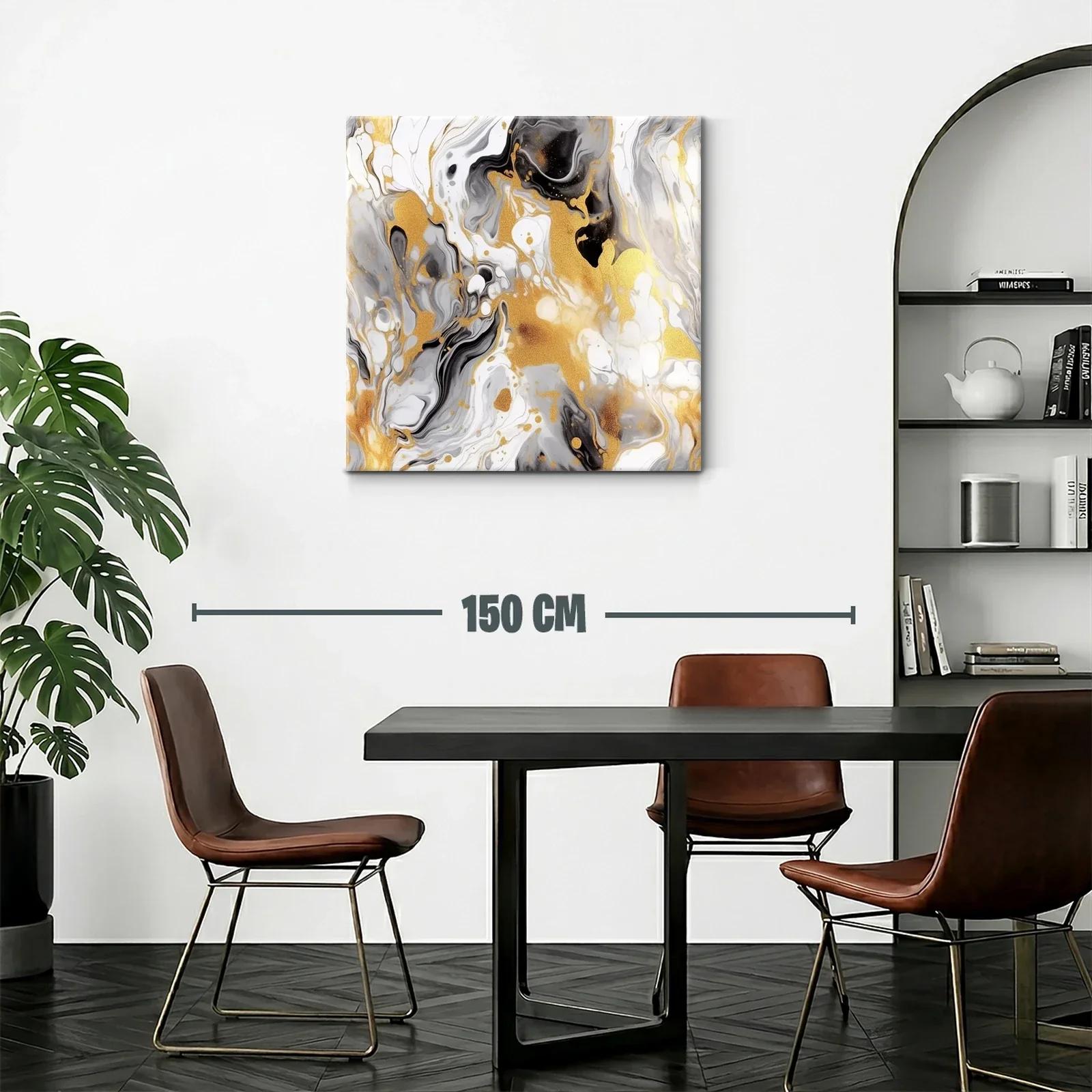 Arte Abstracto en Oro Blanco y Negro con Destellos Elegantes — miniatura 2