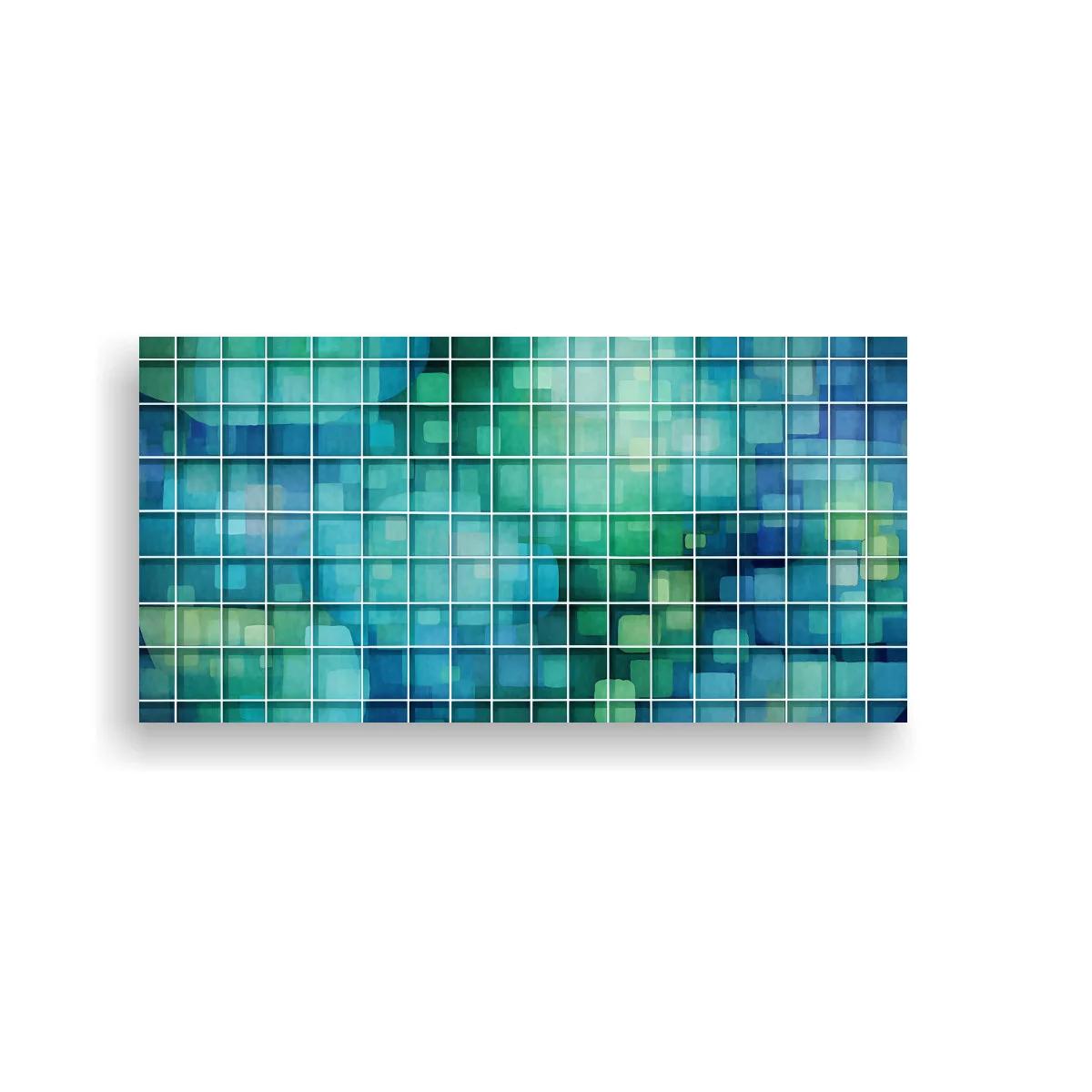 Cuadro cuadrícula geométrica abstracta en verde turquesa — imagen principal
