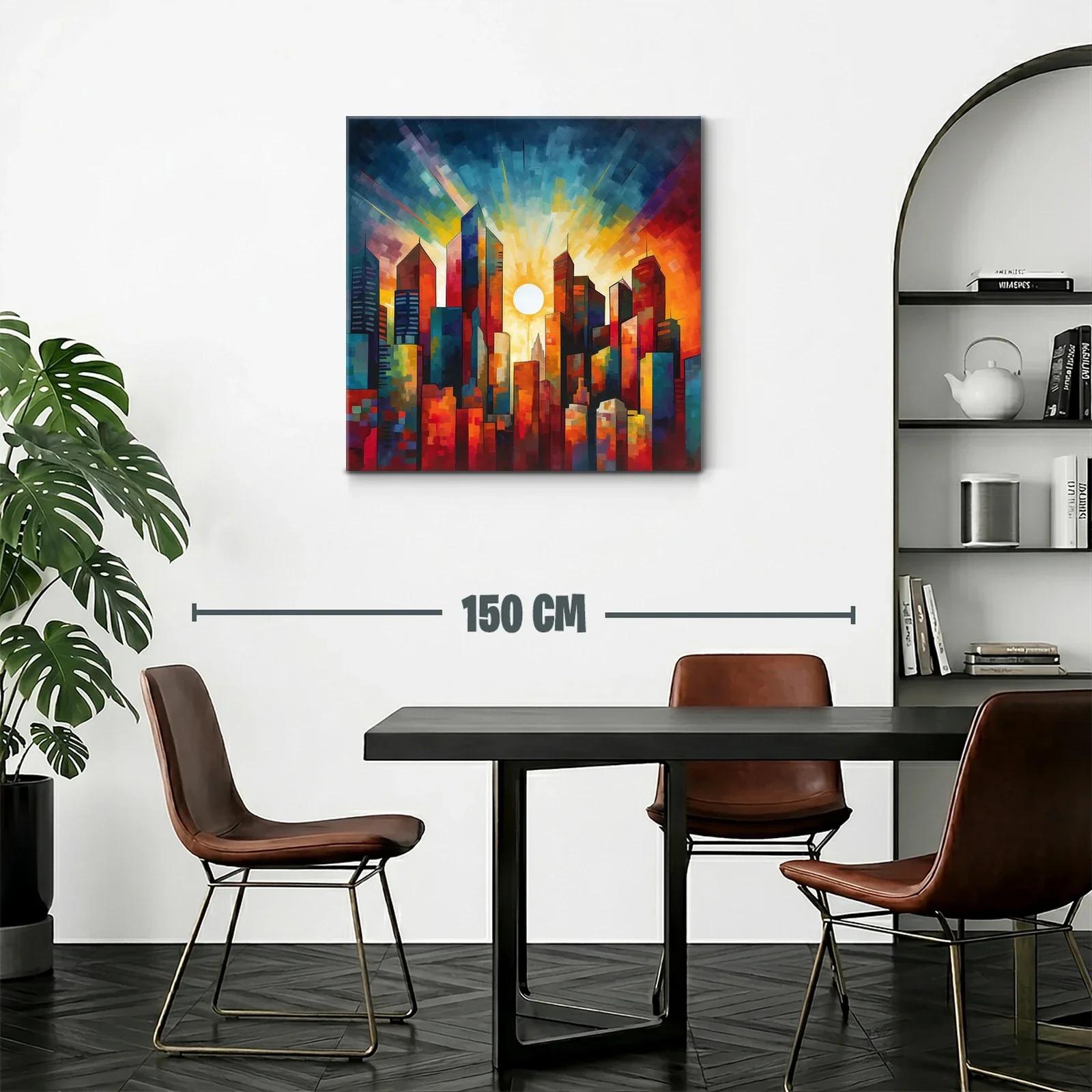 Atardecer vibrante sobre la ciudad iluminada — miniatura 2