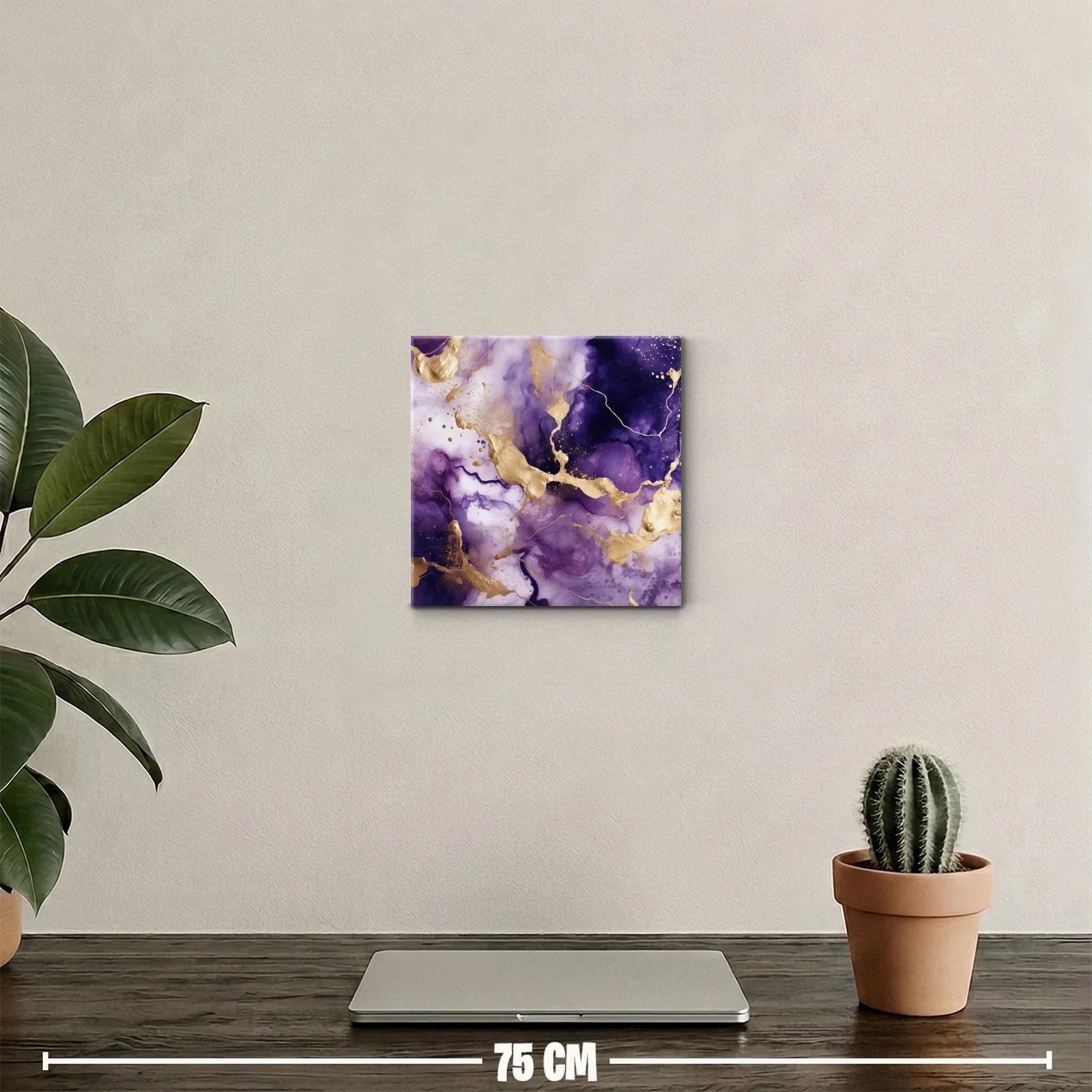 Arte abstracto en tonos púrpura y dorado elegante y moderno — miniatura 2