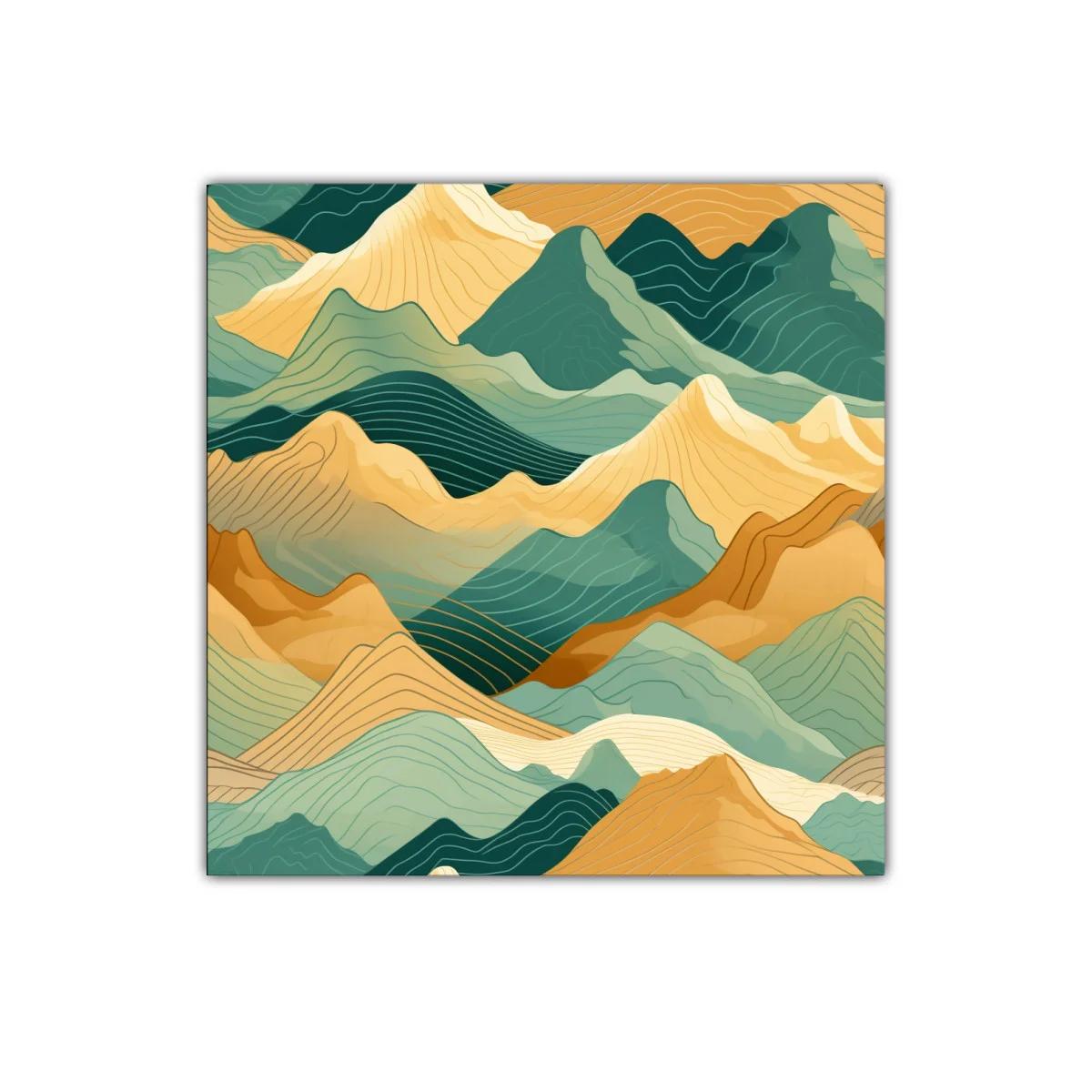 Montañas abstractas en tonos verdes y ocres — miniatura 1