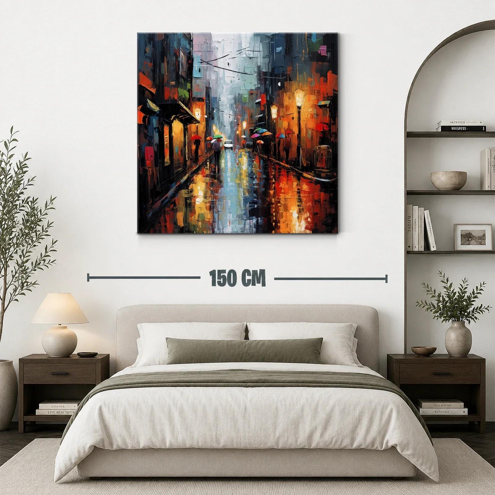 Reflejos urbanos bajo la lluvia y luces cálidas — miniatura 3