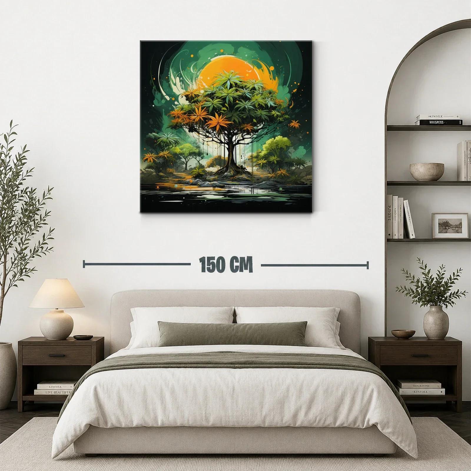 Árbol vibrante con tonos verdes y naranjas bajo sol intenso — miniatura 3