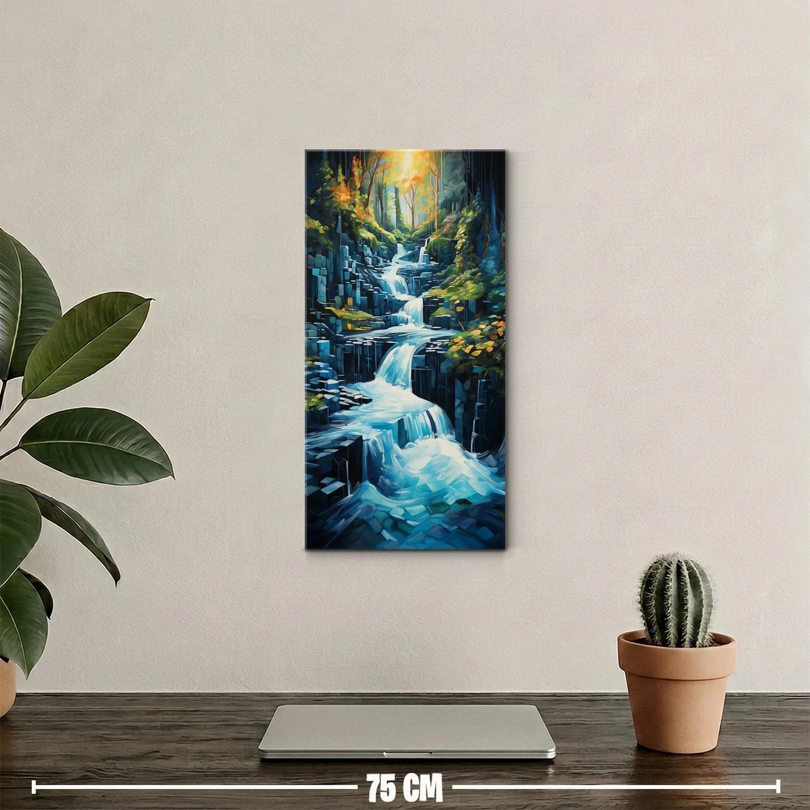 Cuadro cascada en un bosque con rocas angulares — miniatura 2