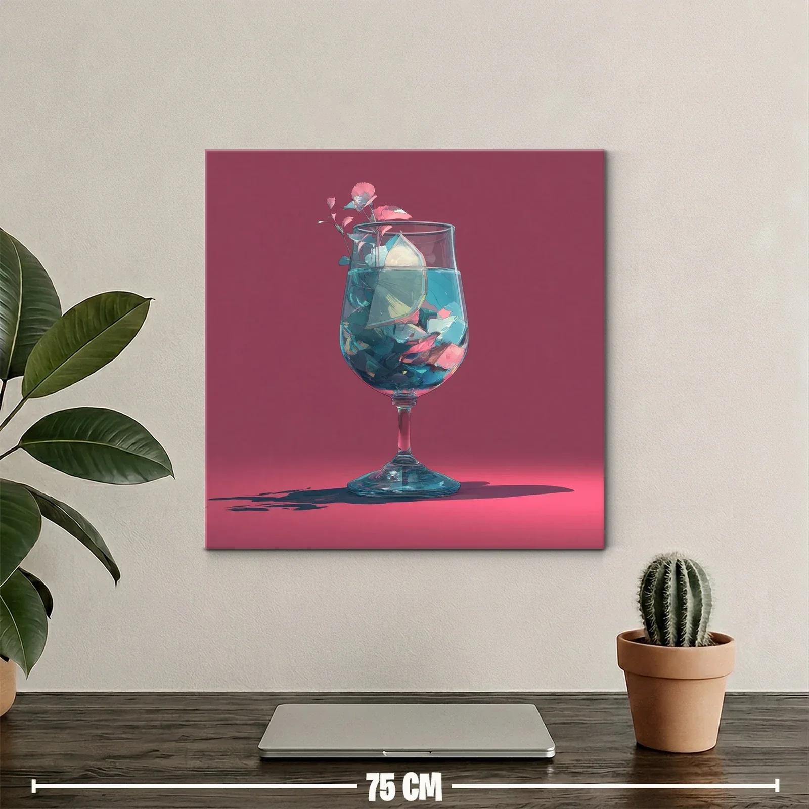 Vaso con flores y limón en fondo rosa intenso — miniatura 2