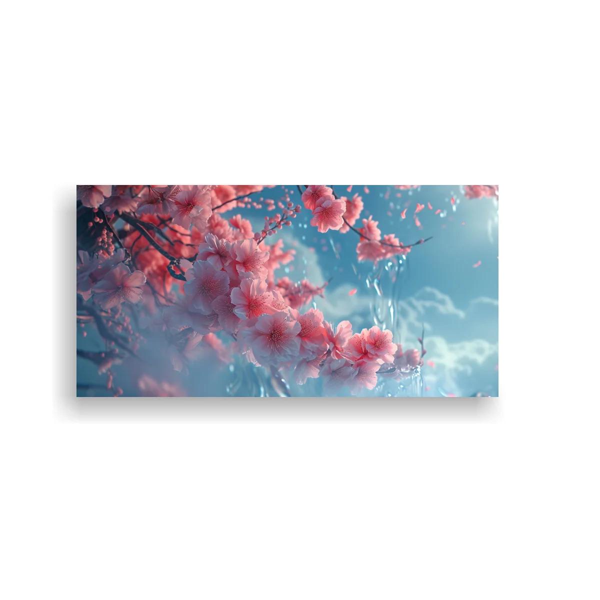 Cuadro flores de cerezo rosadas con cielo celeste — imagen principal
