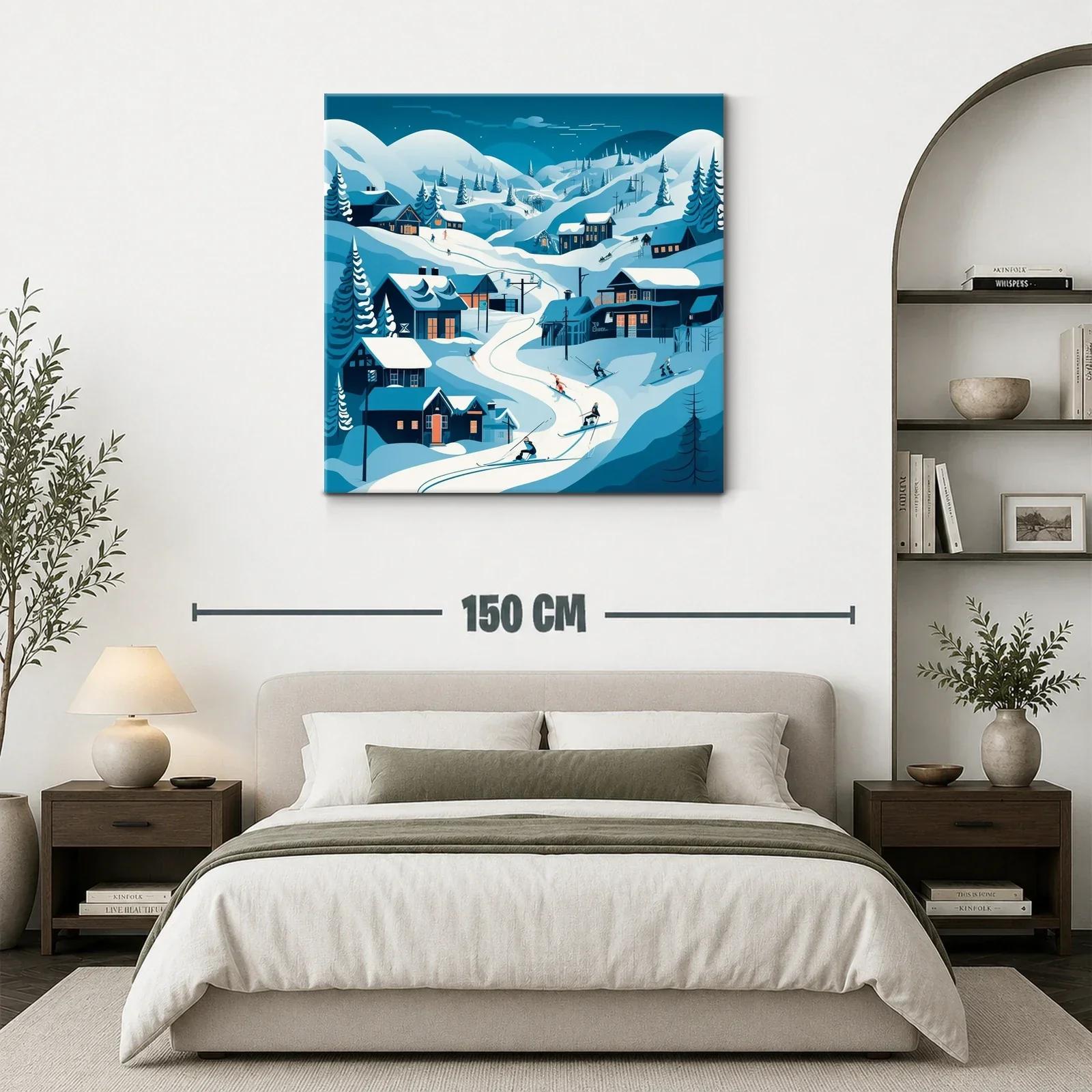 Paisaje invernal con esquiadores en montaña nevada — miniatura 3