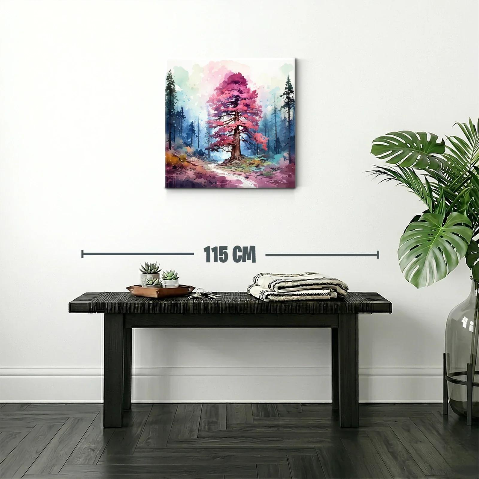 Árbol rosa en bosque de ensueño y tonos vibrantes — miniatura 2