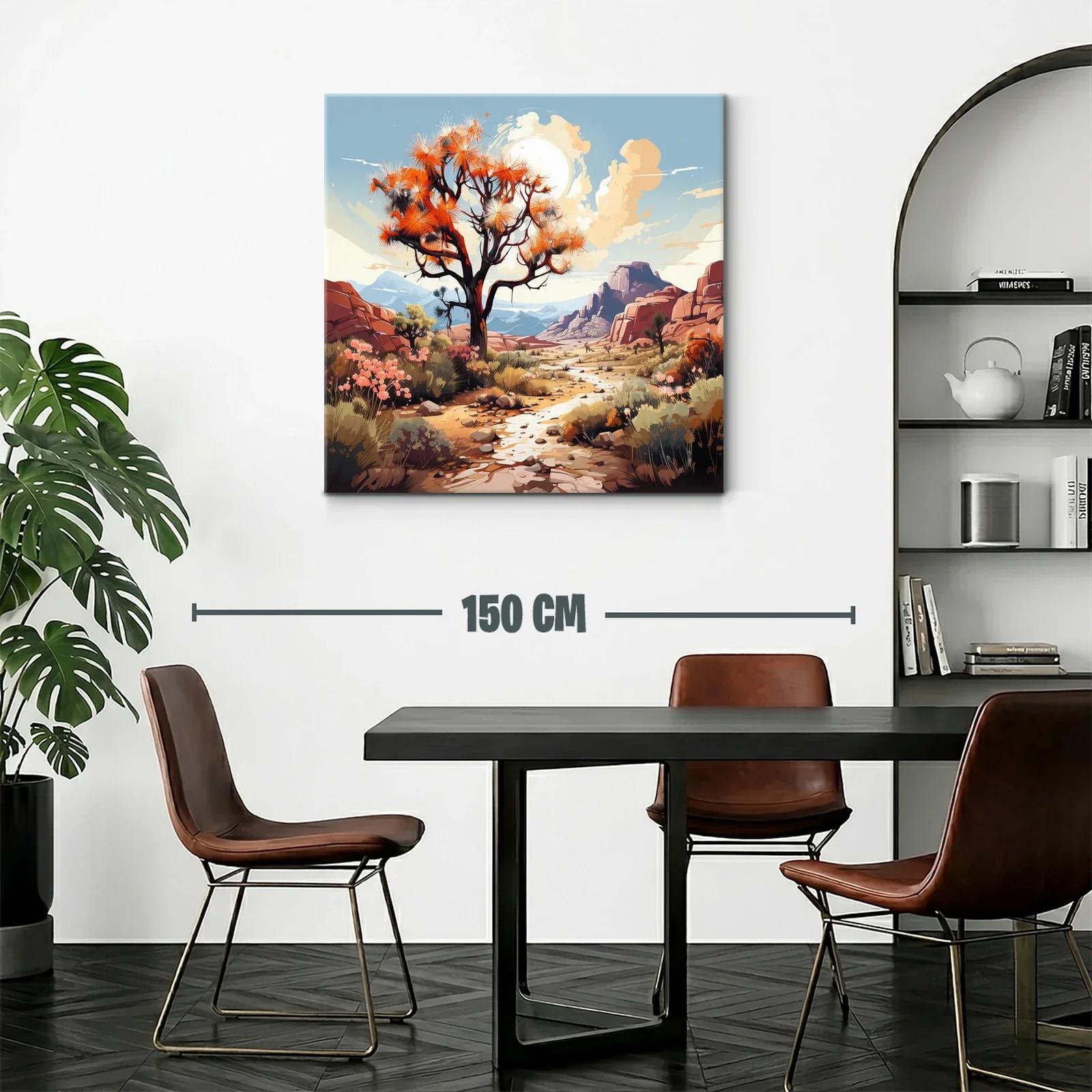 Paisaje desértico con árbol y flora en tonos cálidos — miniatura 2